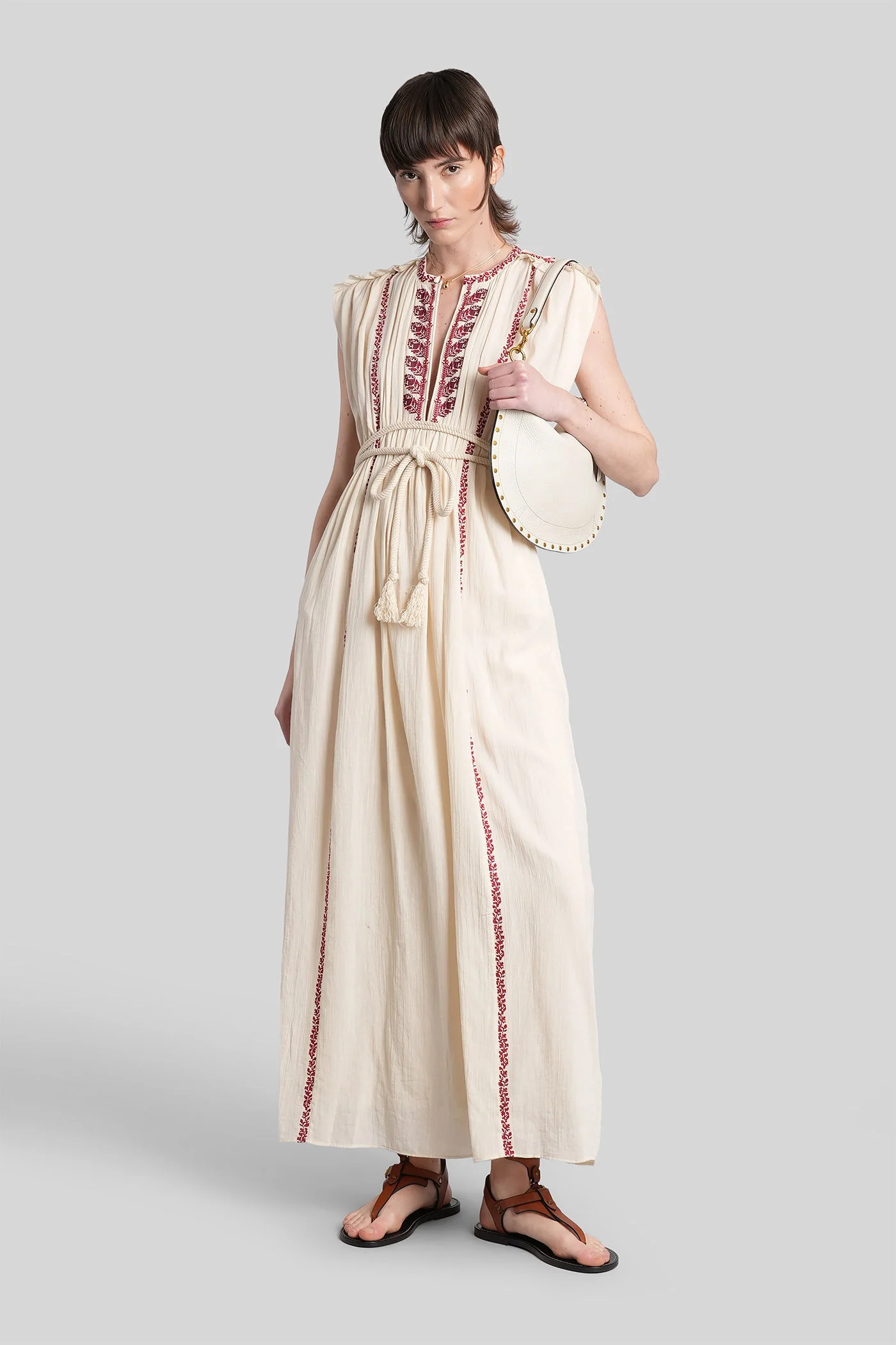 Liviane Long dress in beige cotton - Image 2