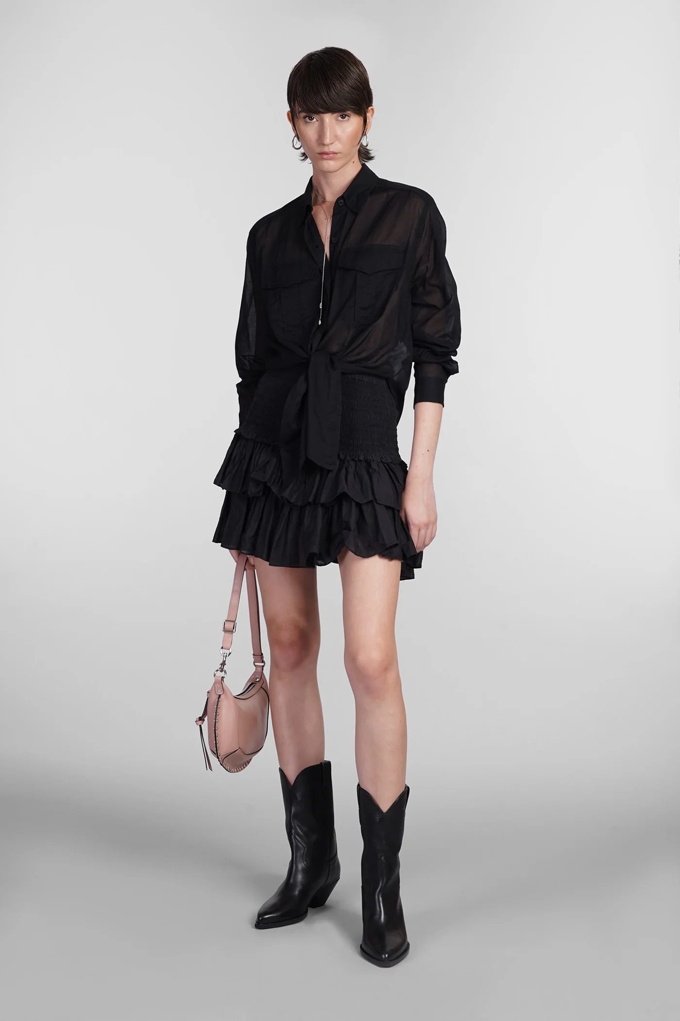 Nath Shirt in black cotton - Image 2