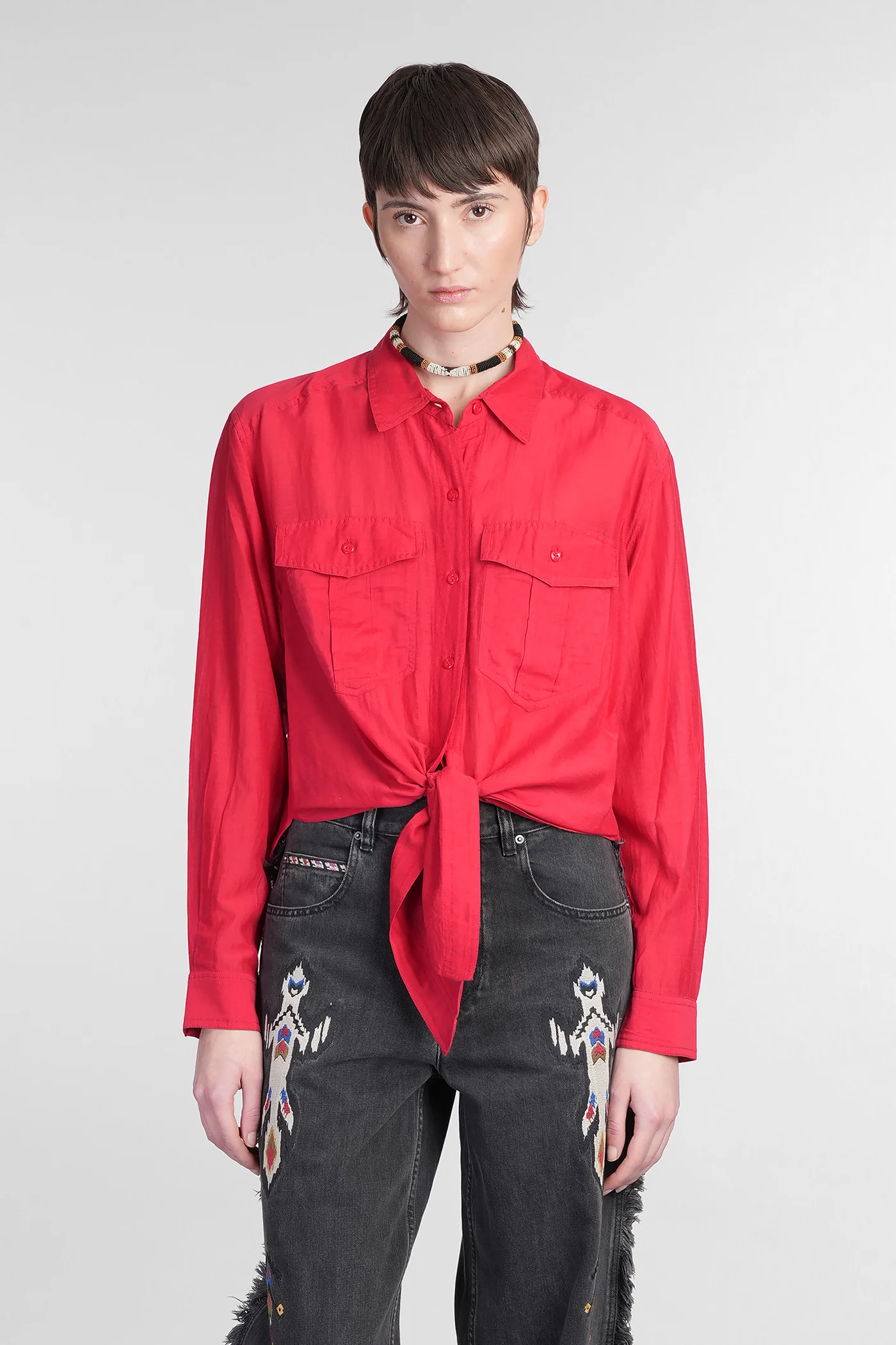 Nath Shirt in red cotton