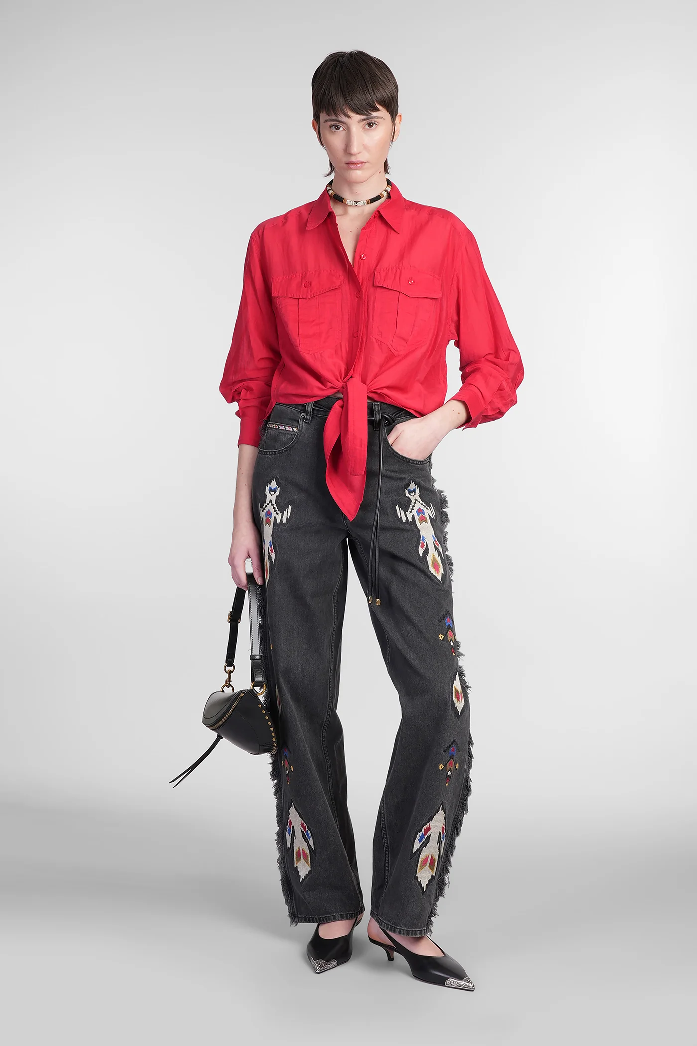 Nath Shirt in red cotton - Image 2