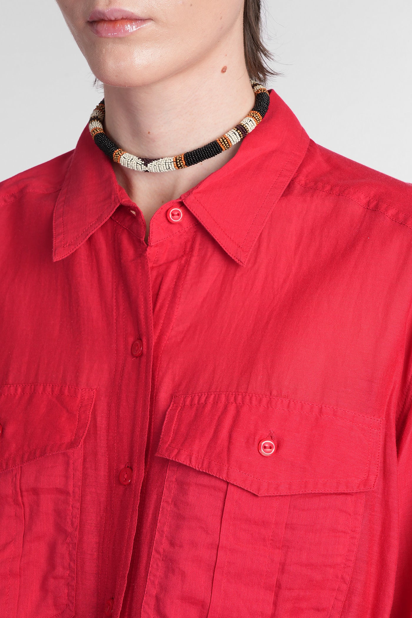 Nath Shirt in red cotton - Image 5