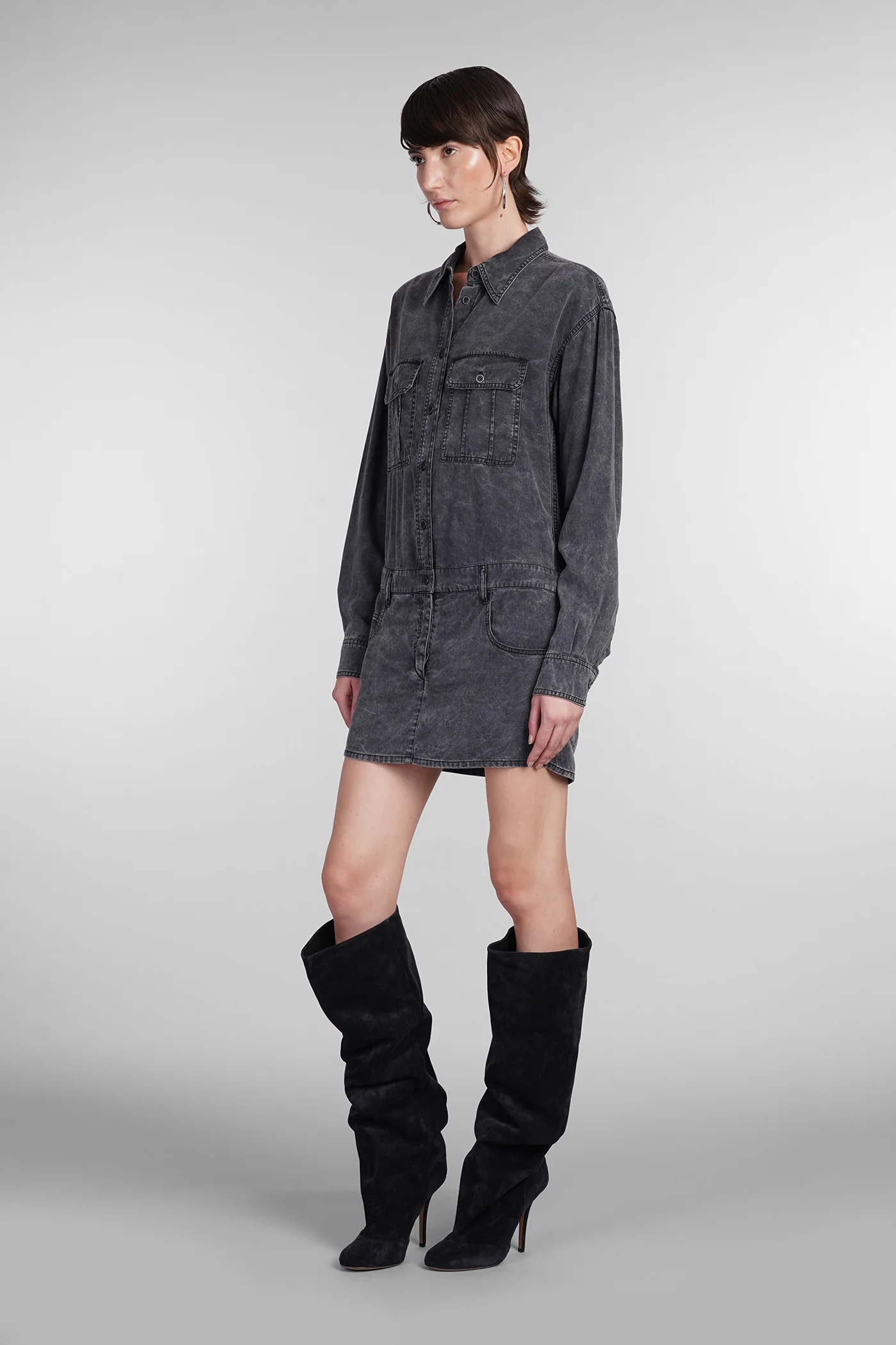 Palvina Dress woman  in grey wool and polyester - Image 4