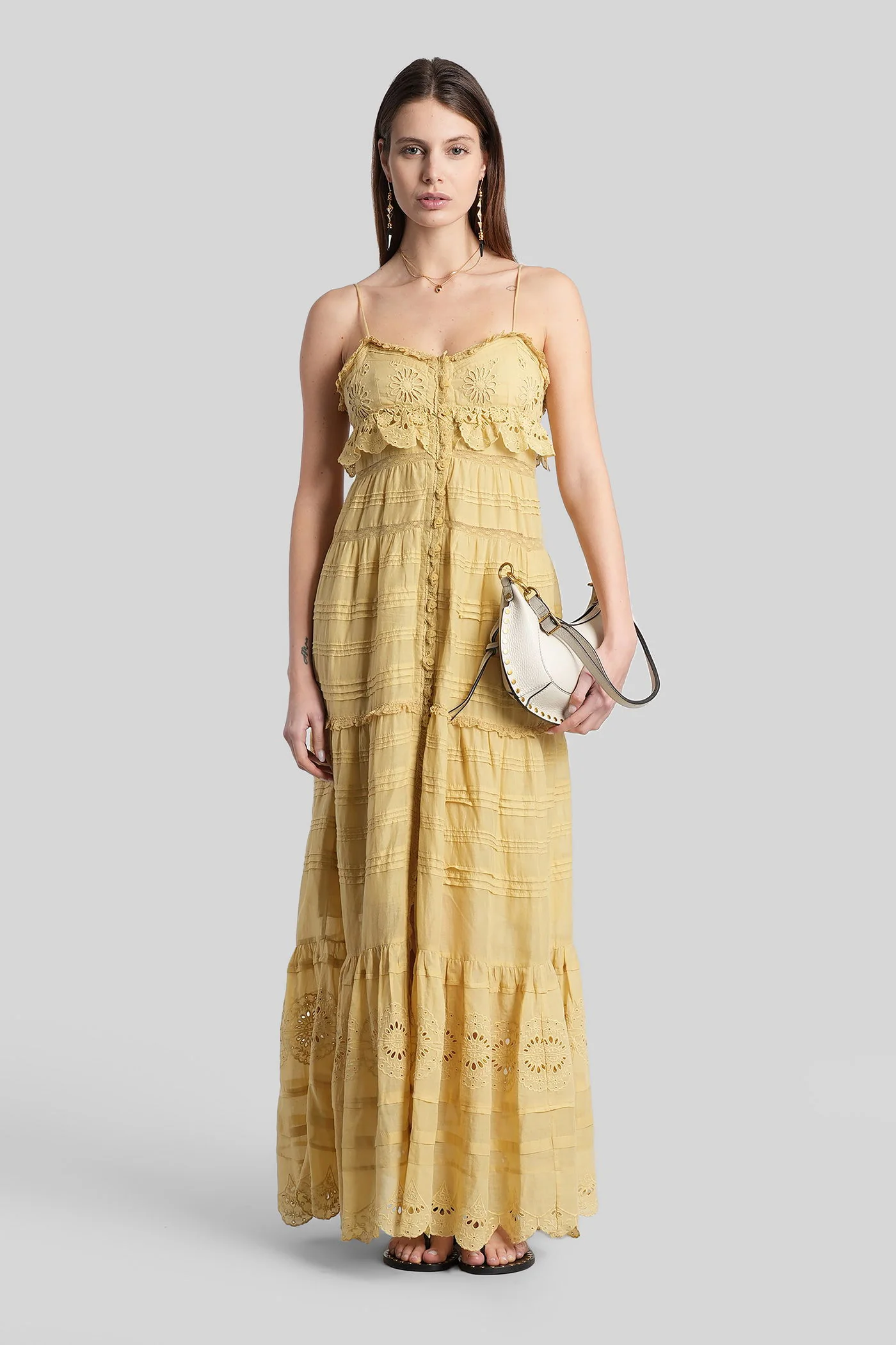 Paule Long dress in yellow cotton