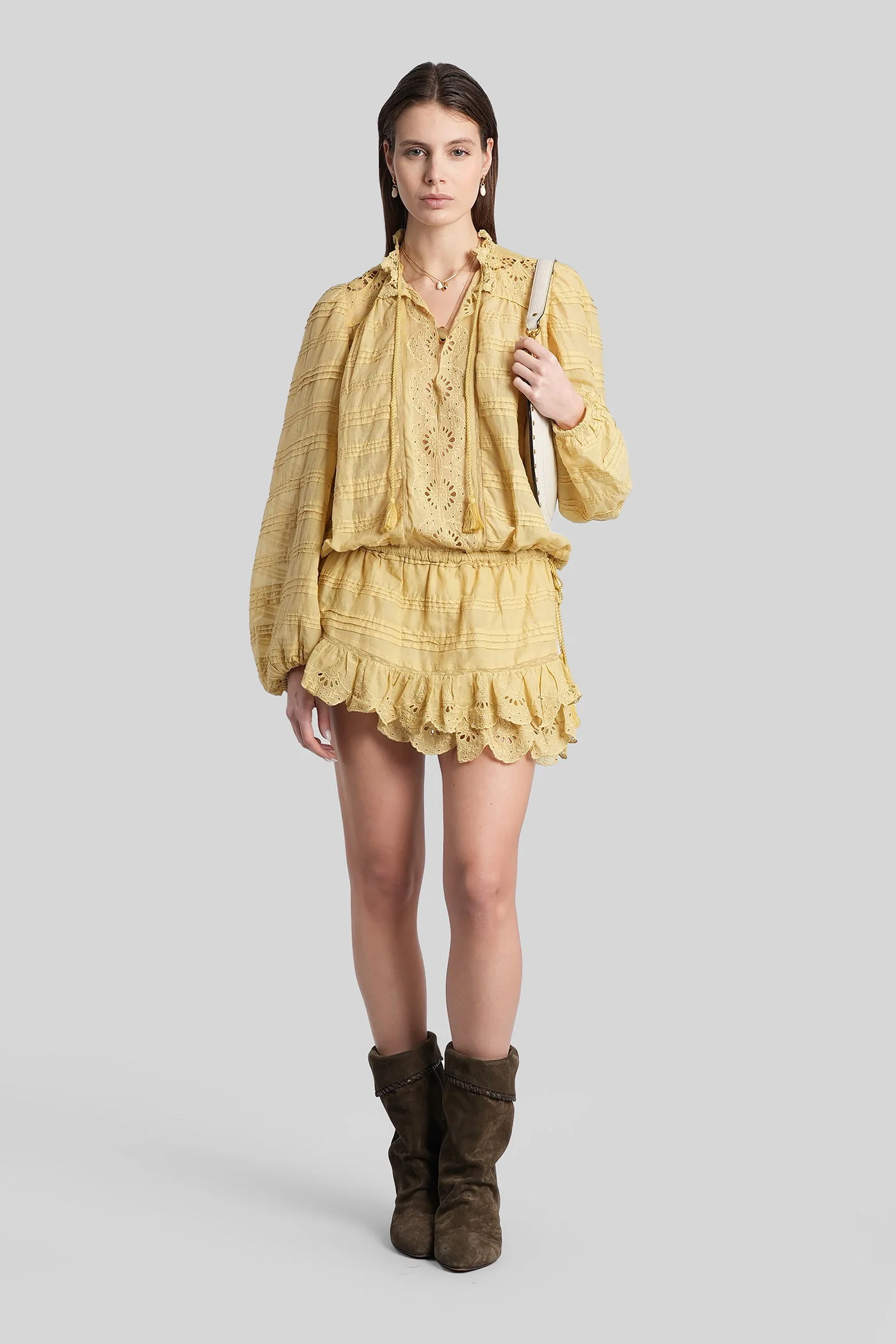 Preya Long dress in yellow cotton