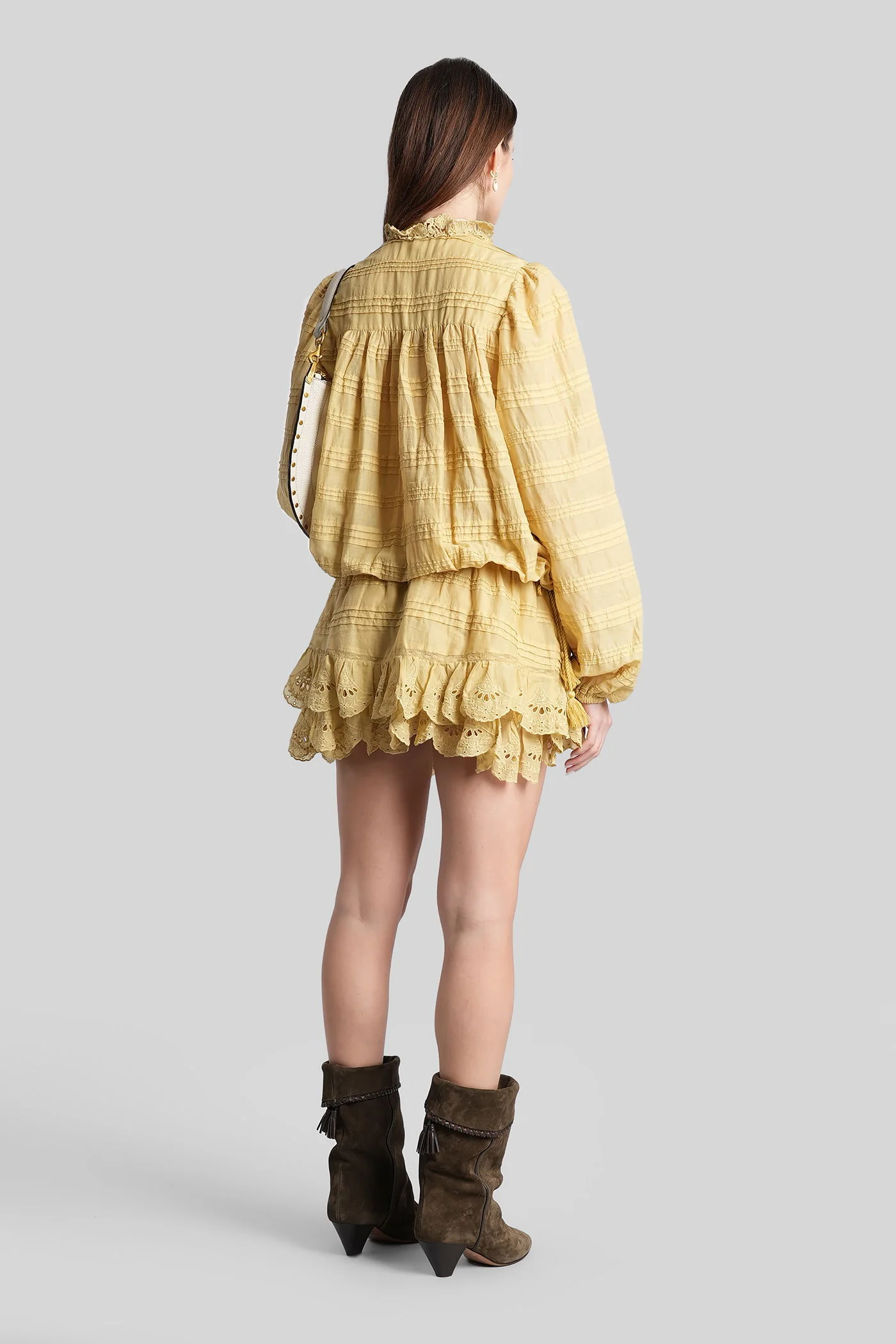Preya Long dress in yellow cotton - Image 3