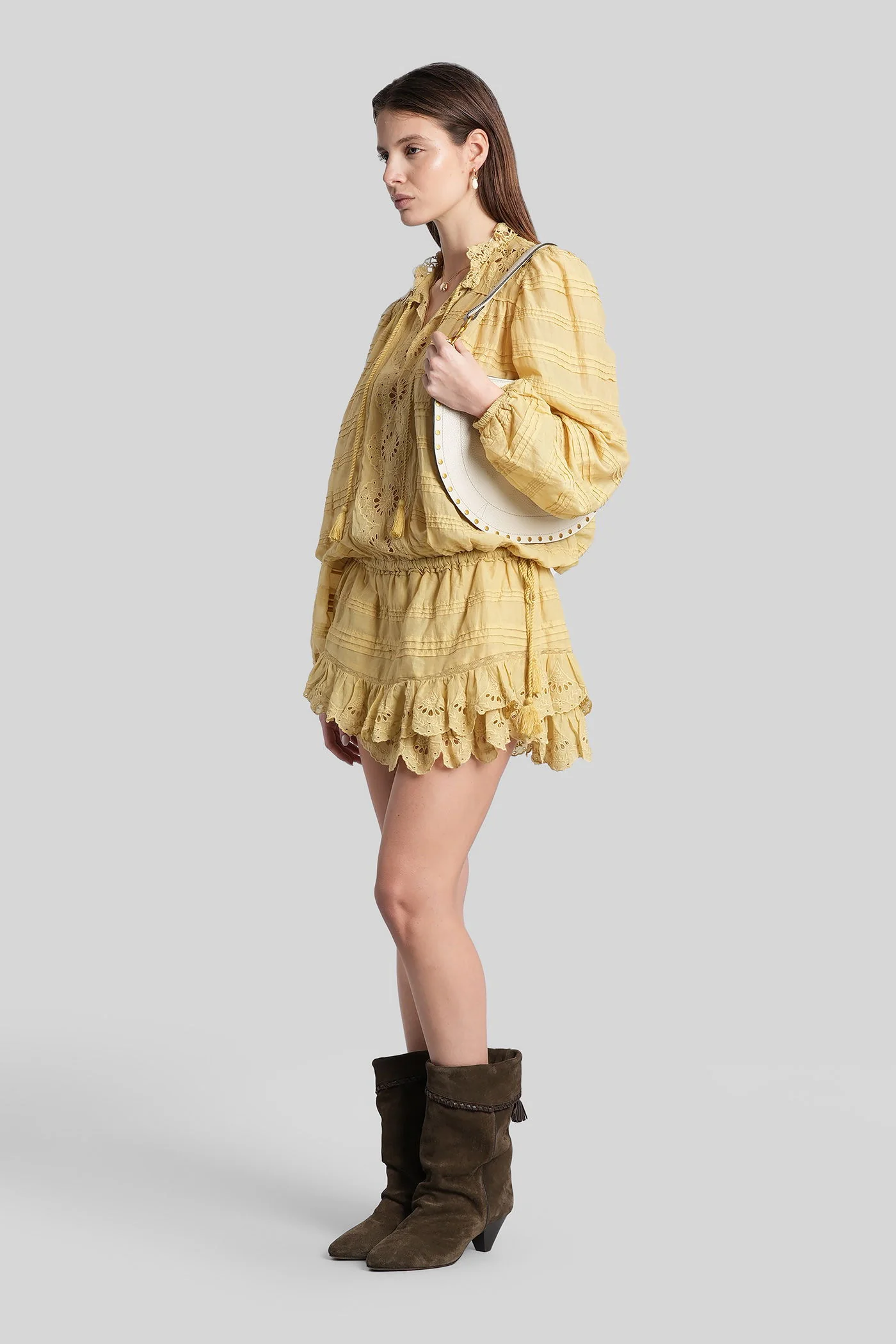 Preya Long dress in yellow cotton - Image 4