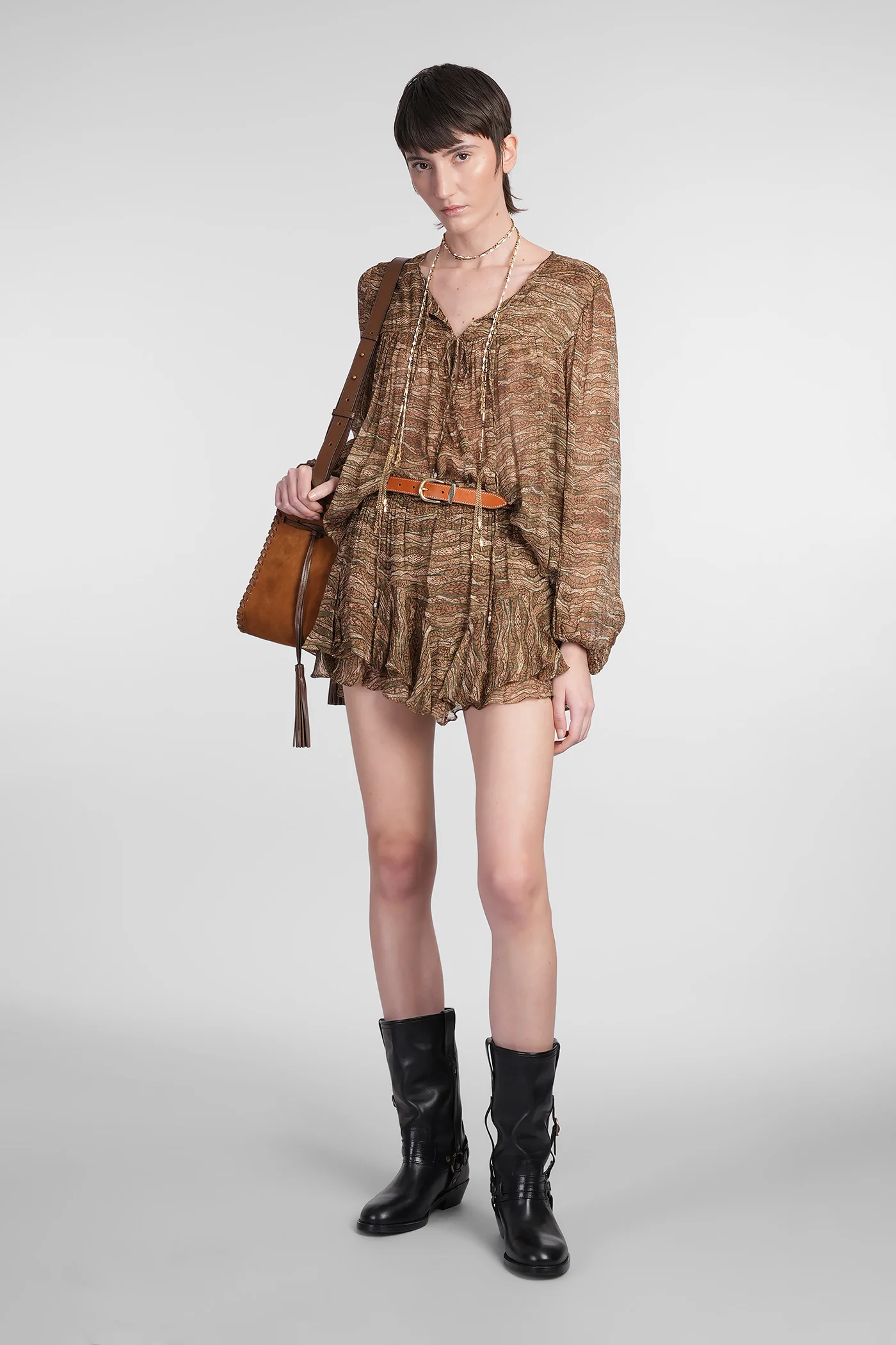Sornel Shorts in khaki viscose - Image 2