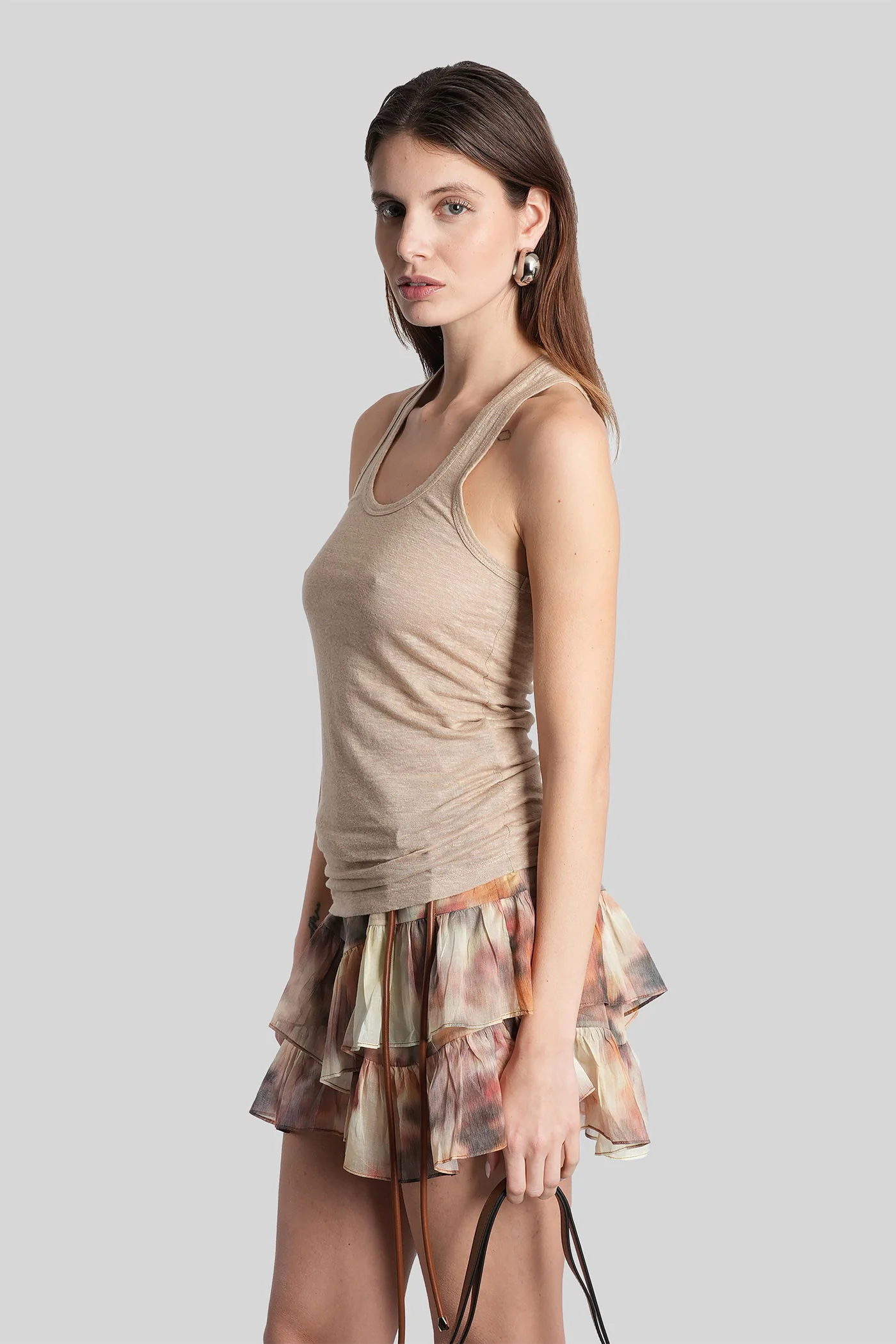 Thea tank Top in beige linen - Image 4