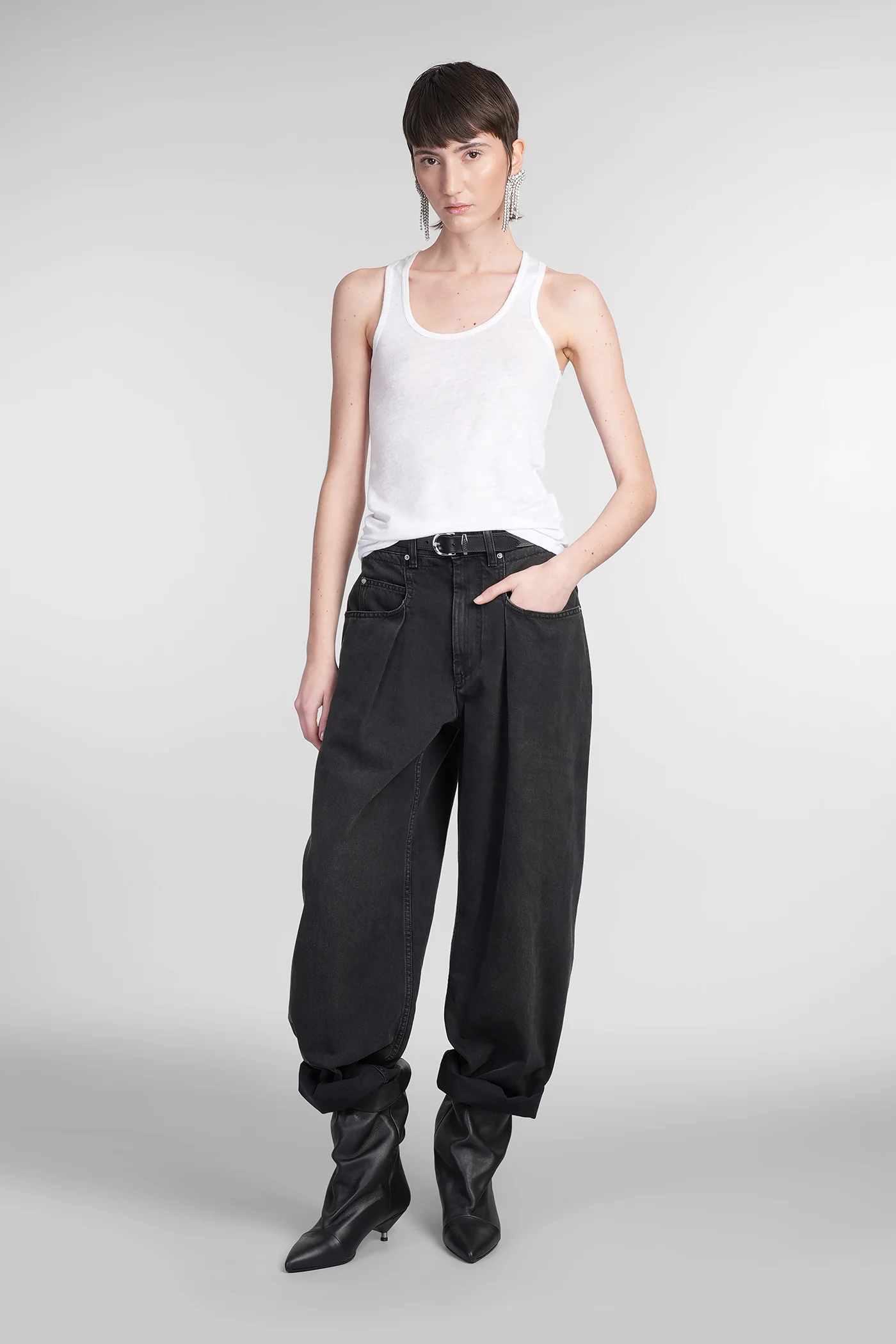 Thea tank Top in white linen - Image 2