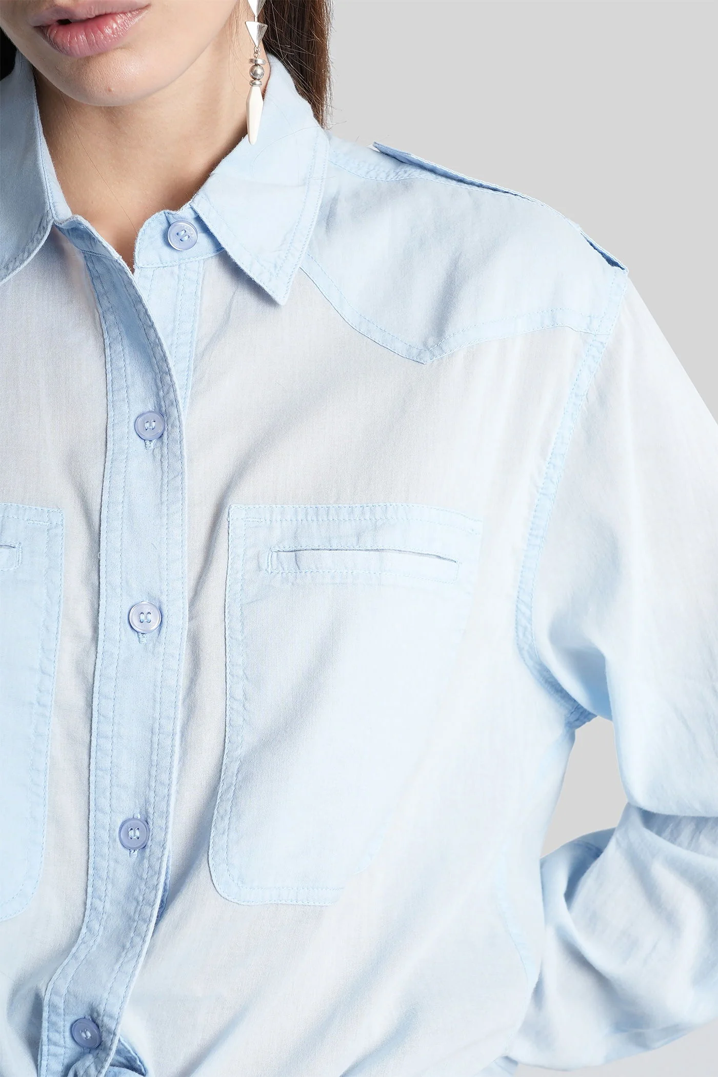 Valiane Shirt in cyan cotton - Image 5