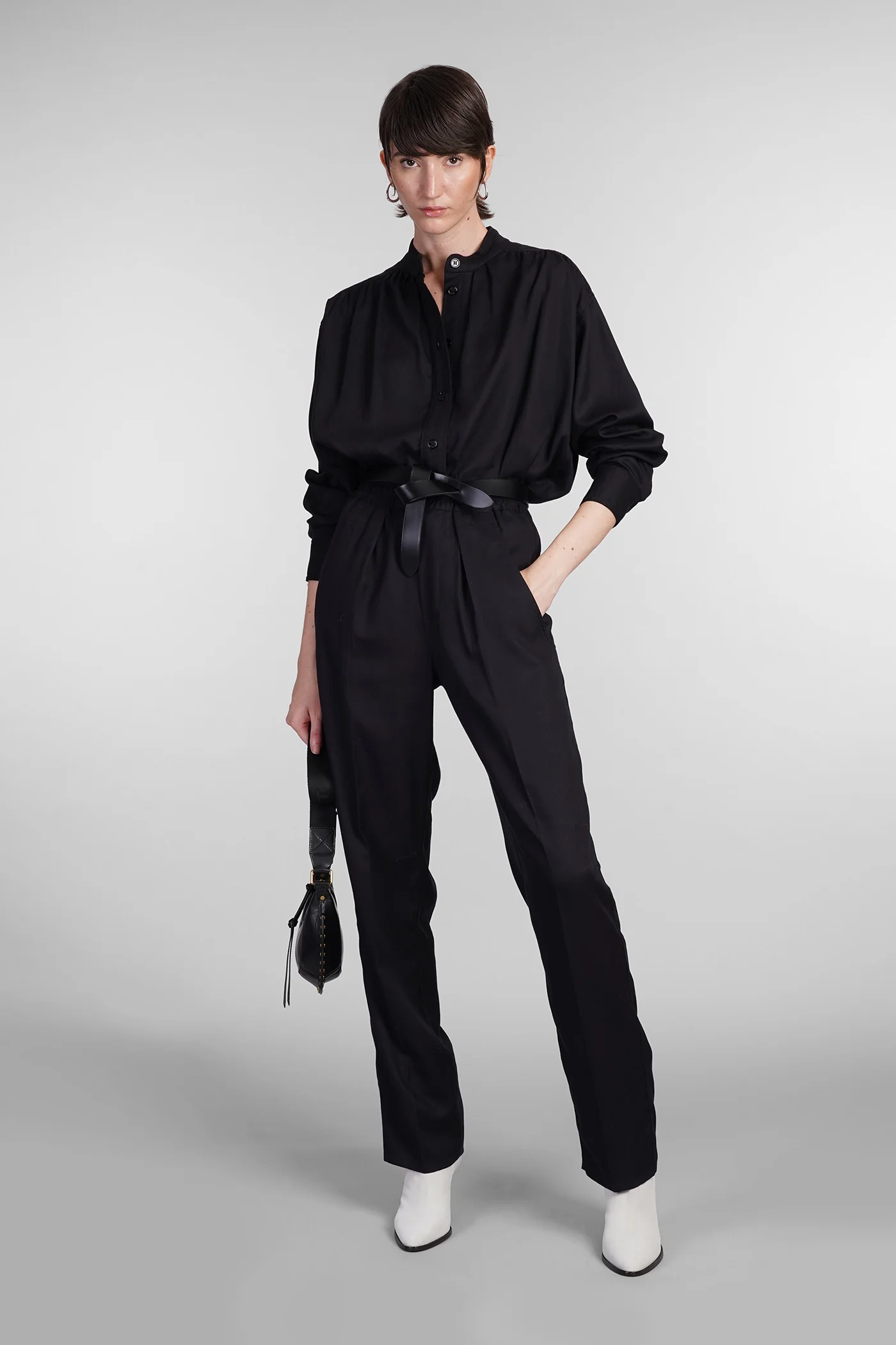 Vinciane Pants in black wool and polyester