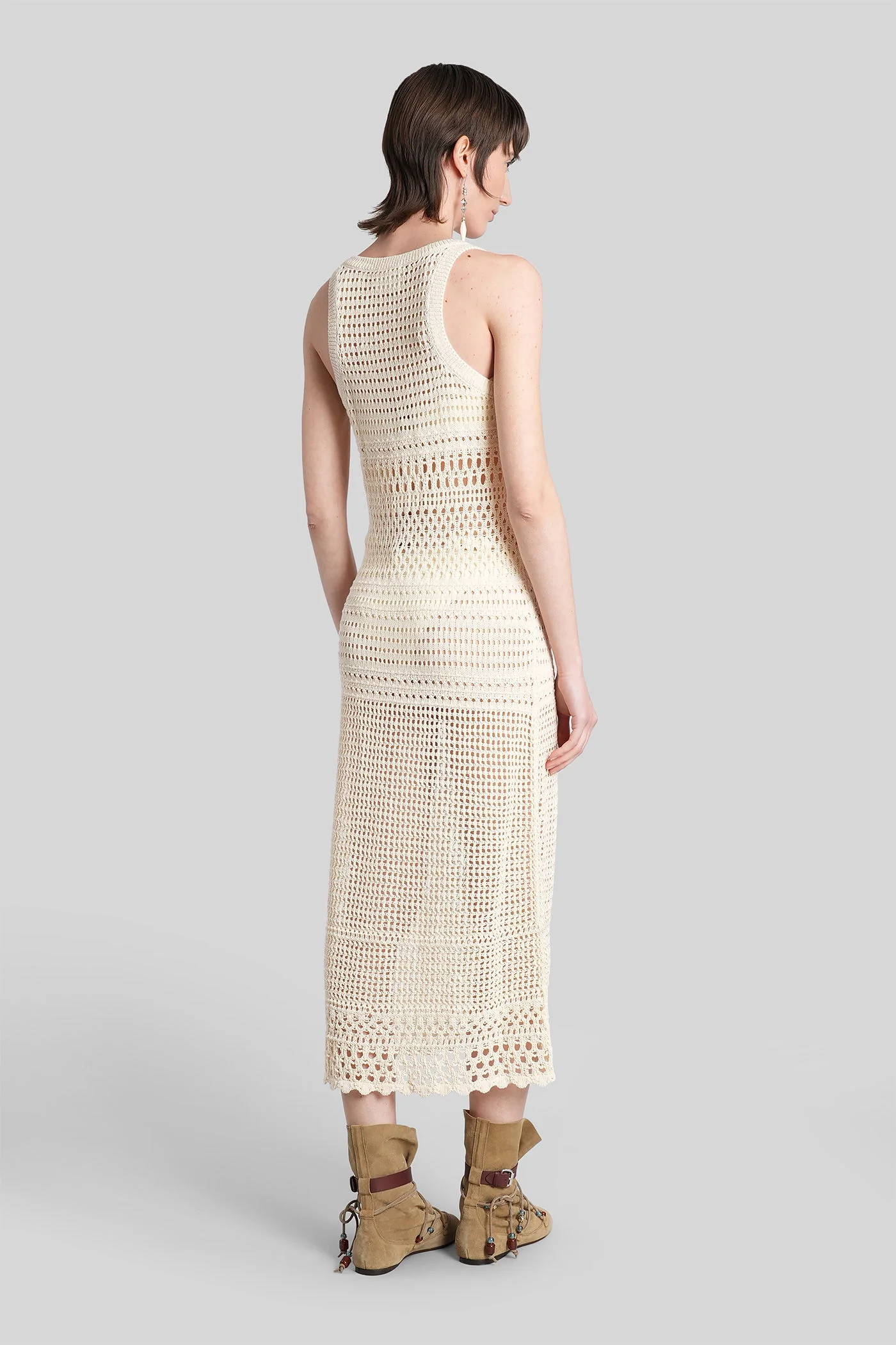 Zaro Long dress in beige cotton - Image 3