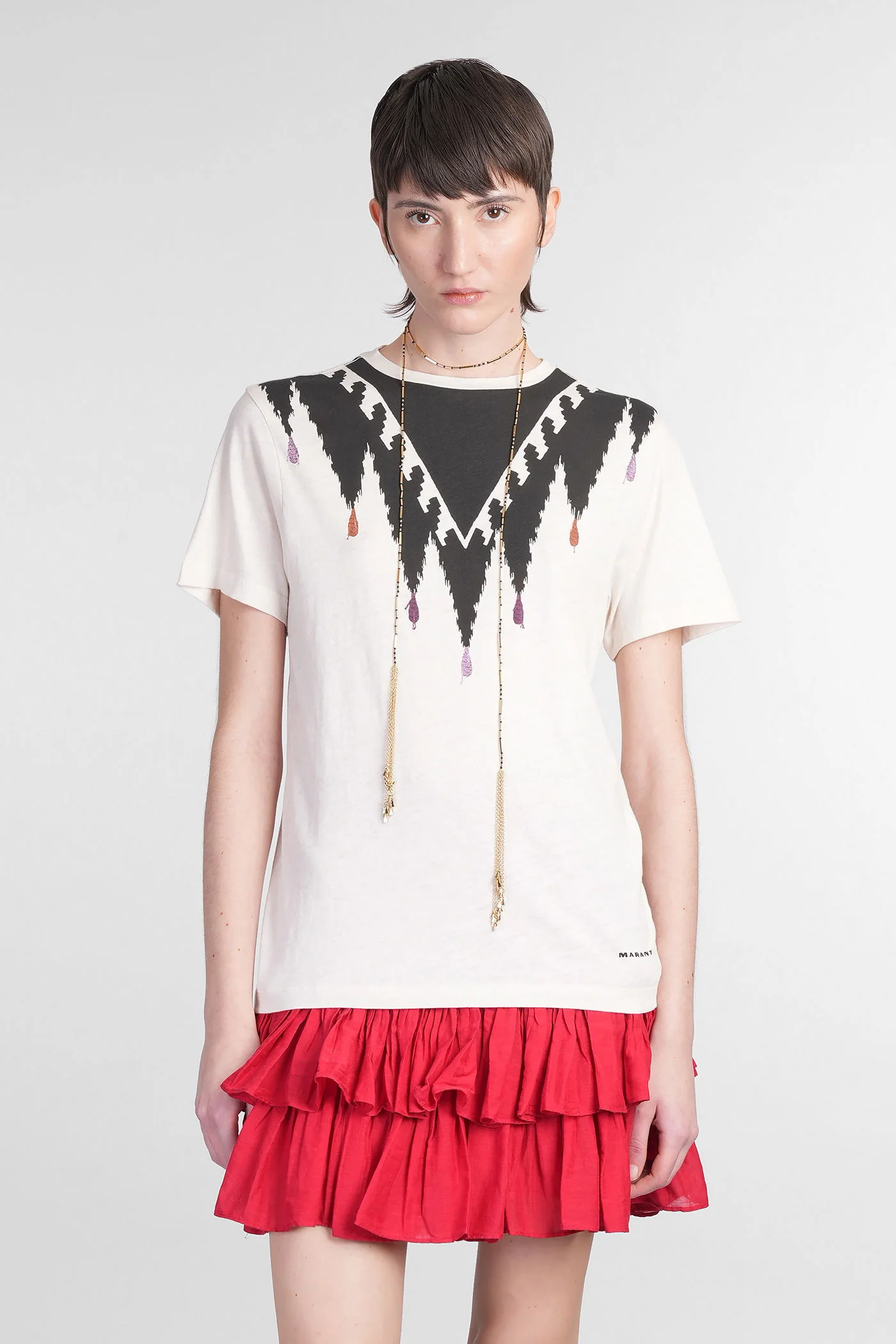 Zewel T-Shirt in beige cotton