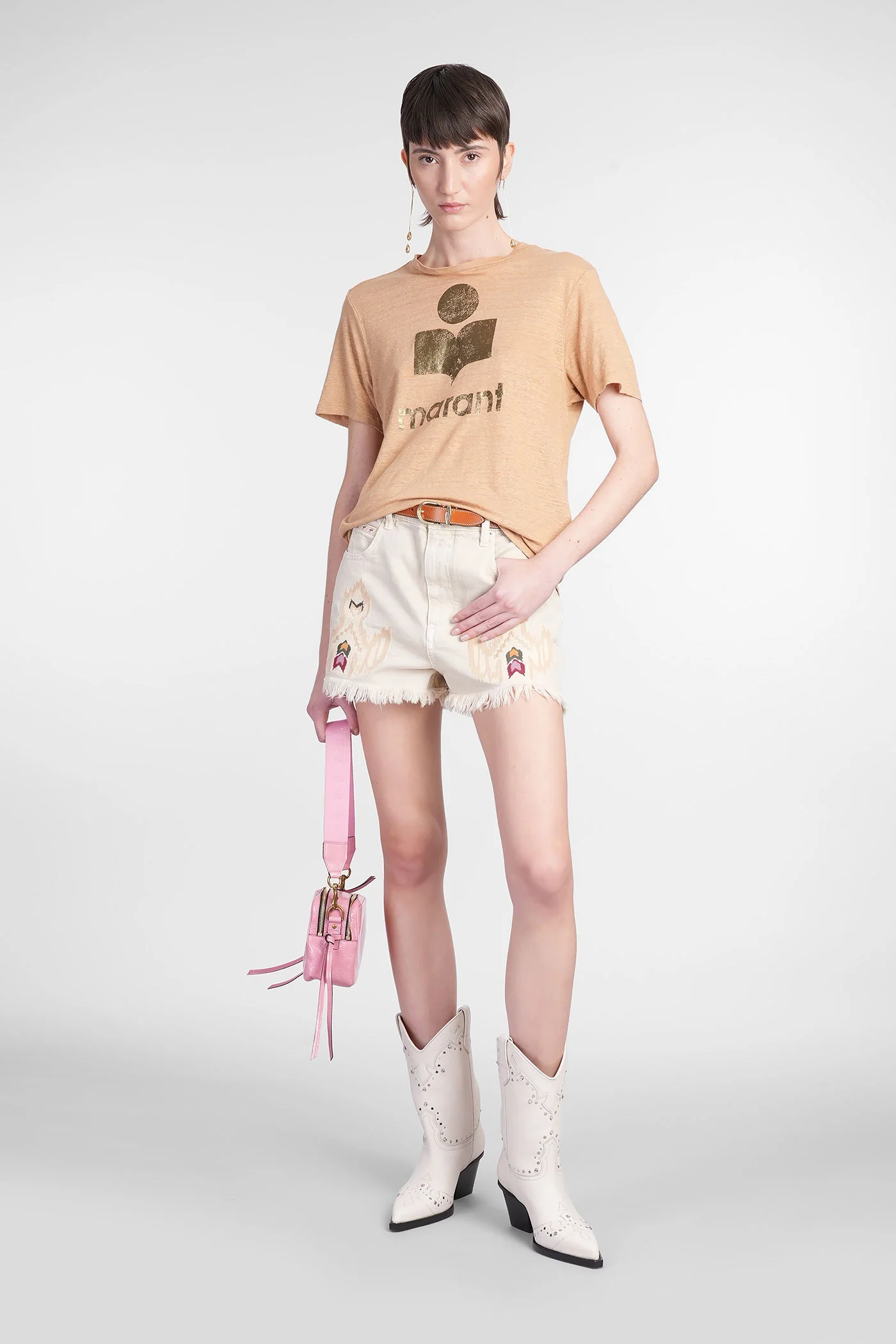 Zewel T-Shirt in beige linen - Image 2