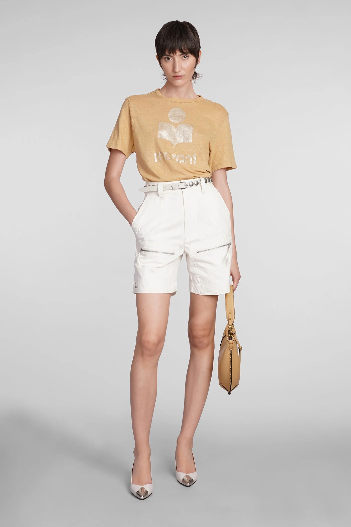 Zewel T-Shirt in beige linen - Image 2