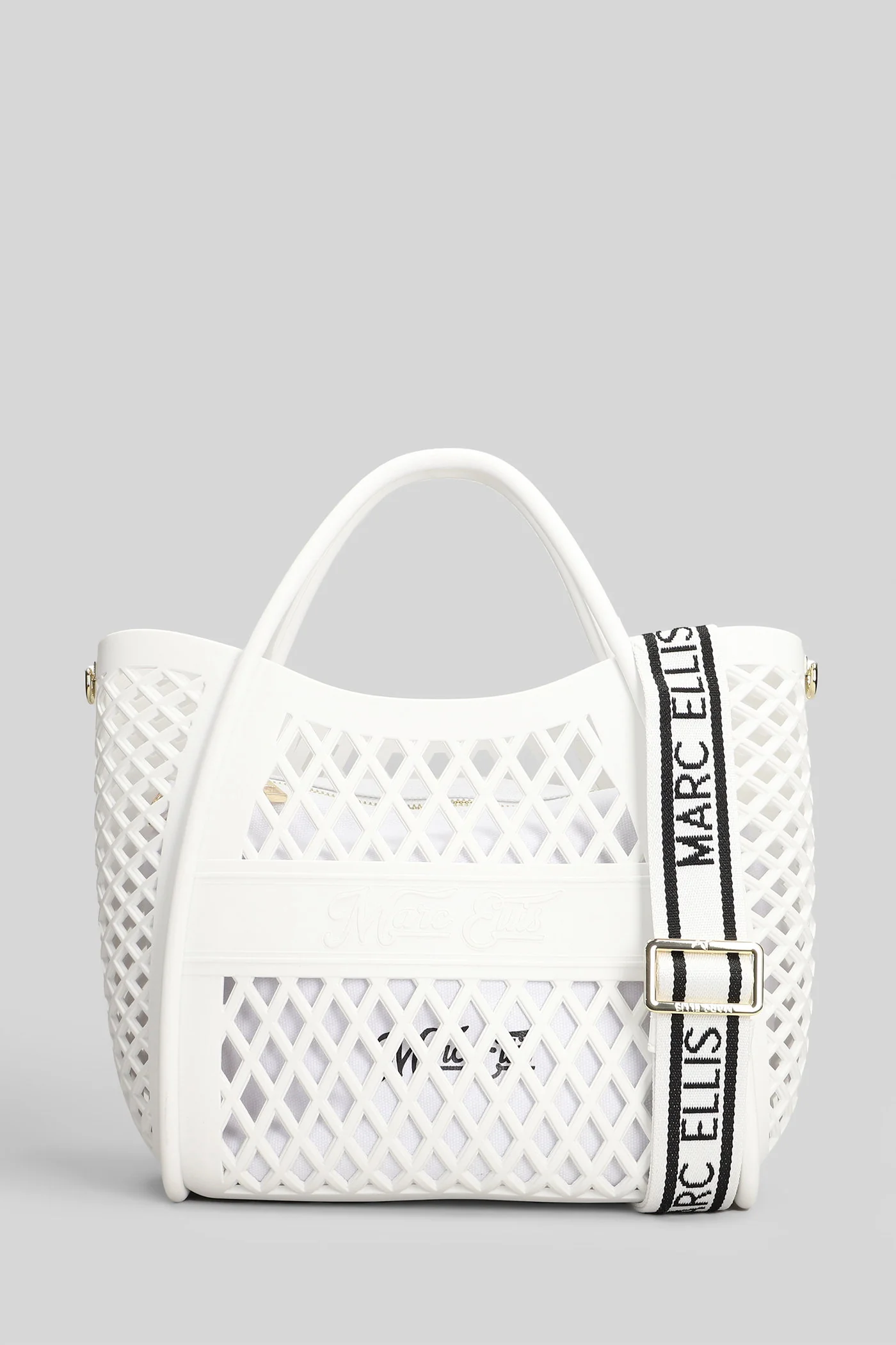 Flat Basket M Tote in white Polyuretan