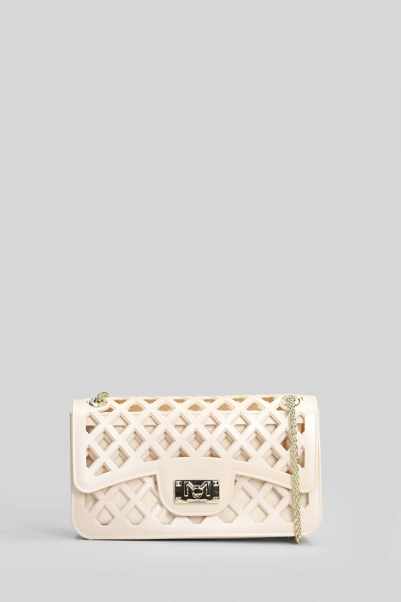 Flat Basket Shoulder bag in beige Polyuretan