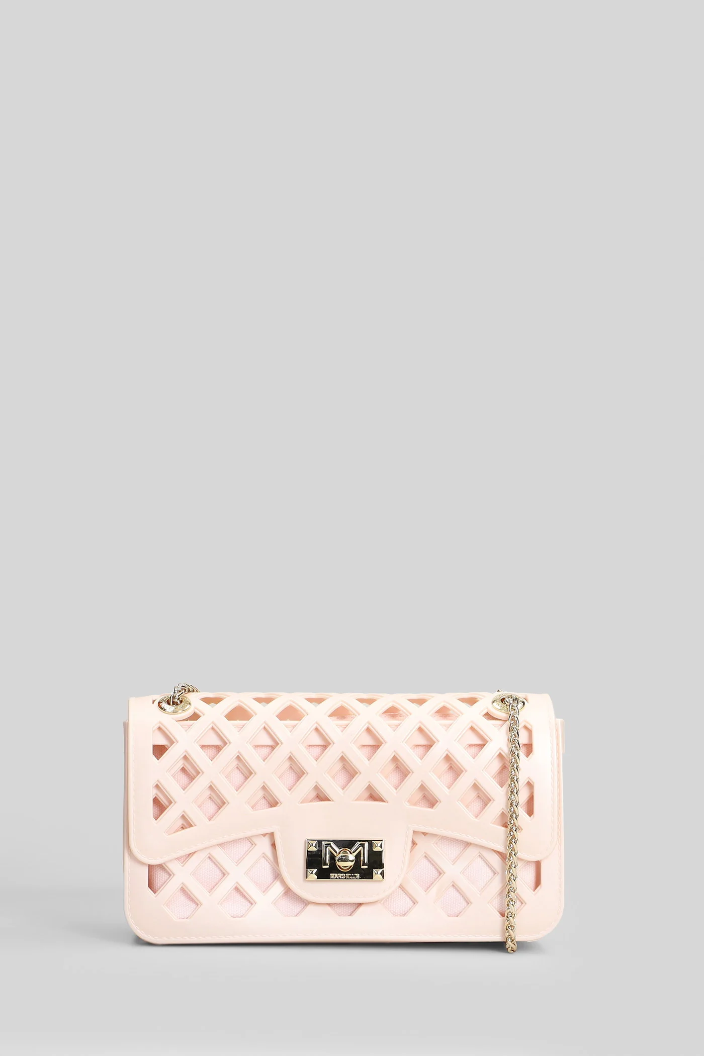 Flat Basket Shoulder bag in rose-pink Polyuretan