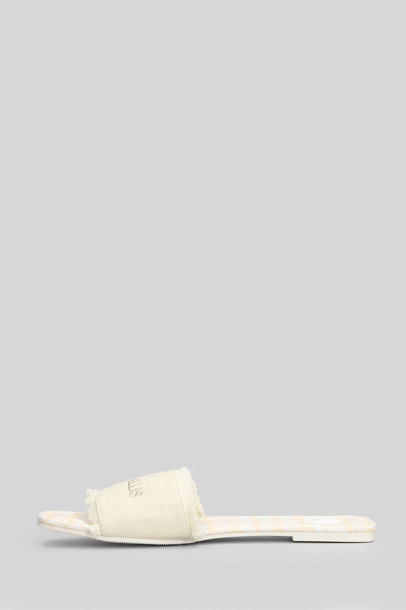 Zela Flat sandal-slipper in white canvas - Image 3