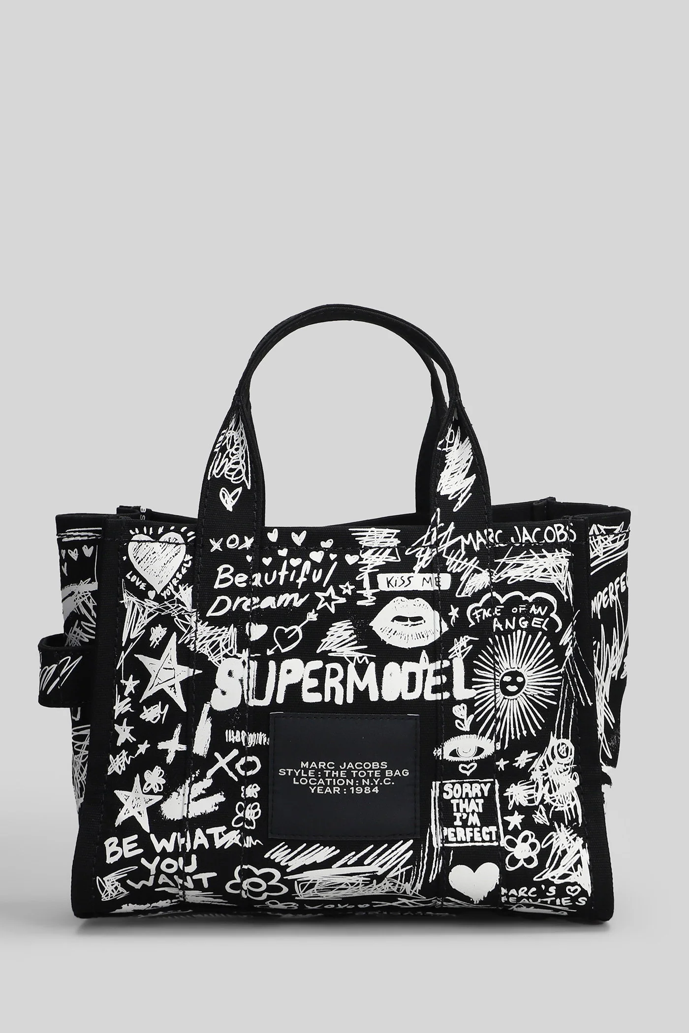 The medium tote Tote in black cotton - Image 3