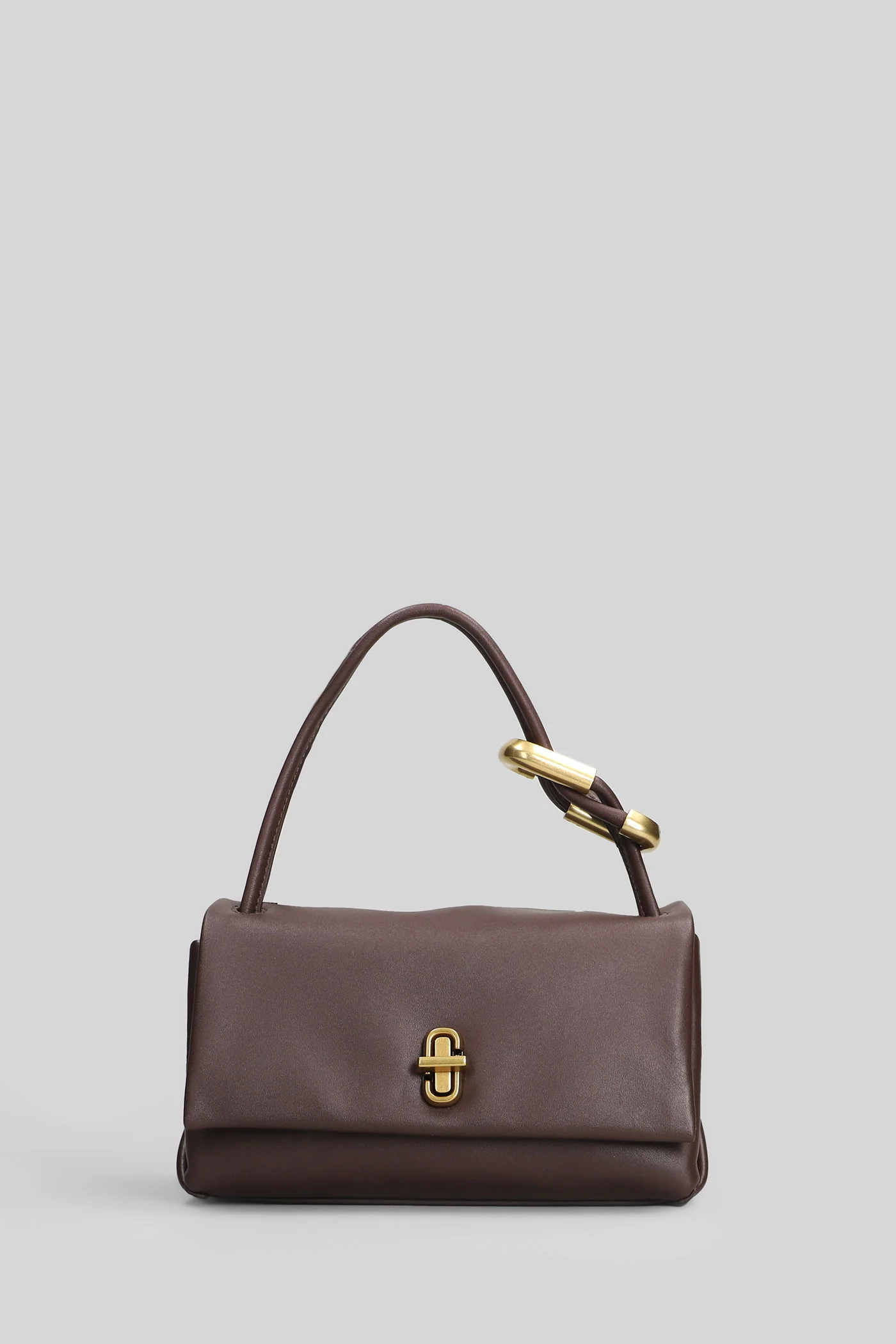 The mini dual top Shoulder bag in brown leather