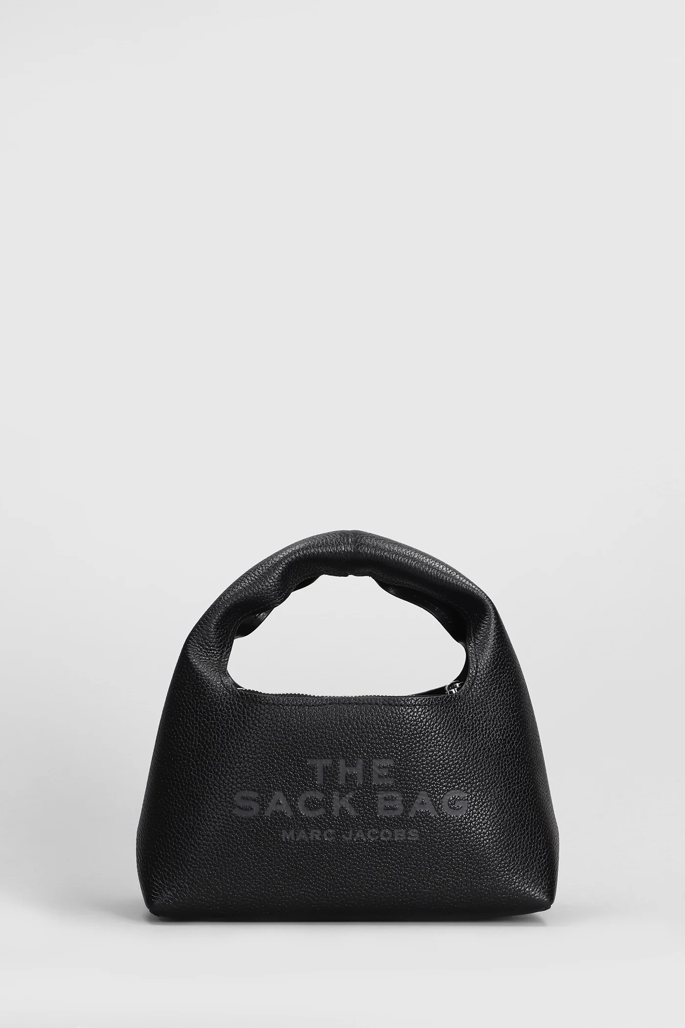 The mini sack Hand bag in black leather
