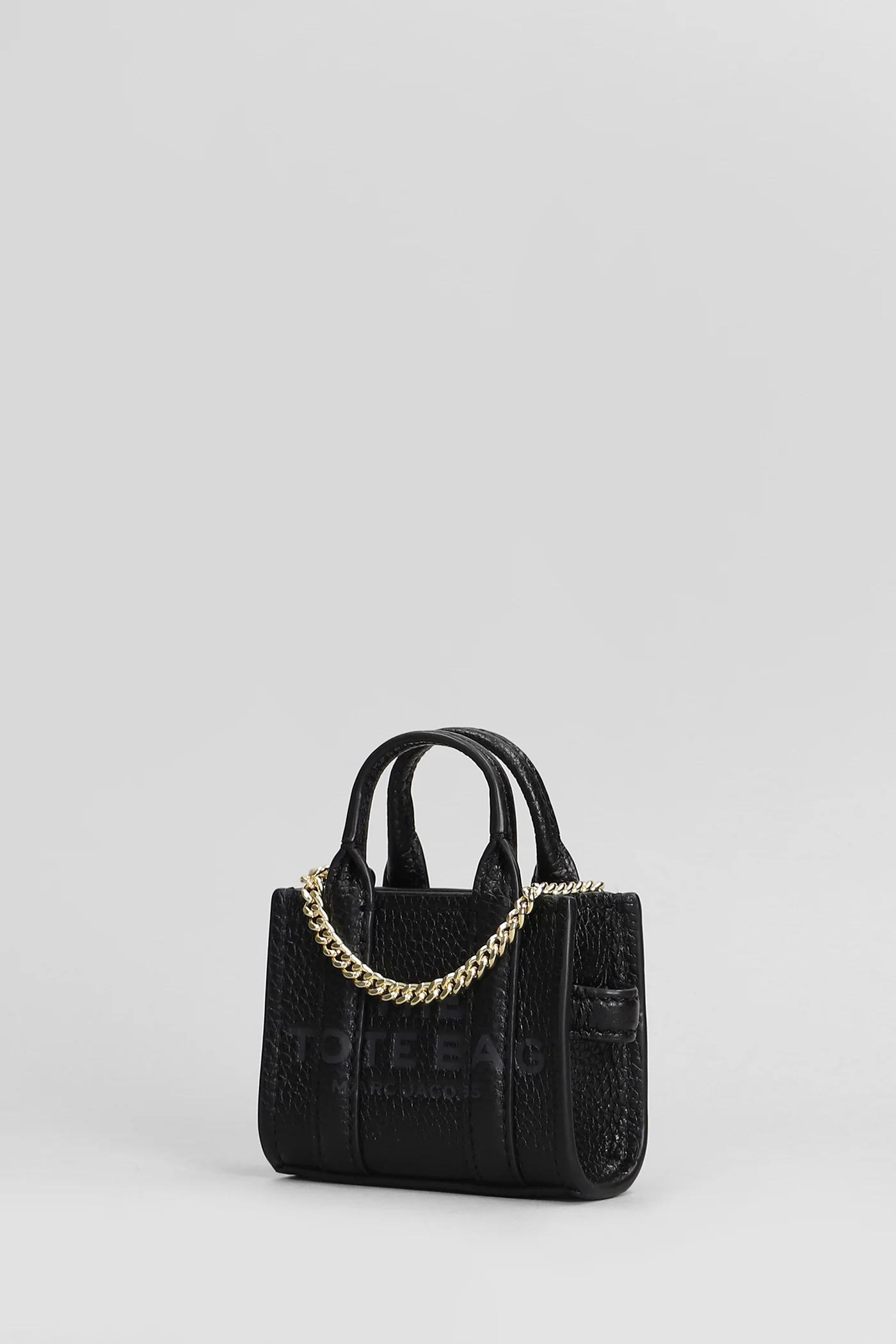 The nano tote charm in black leather - Image 2