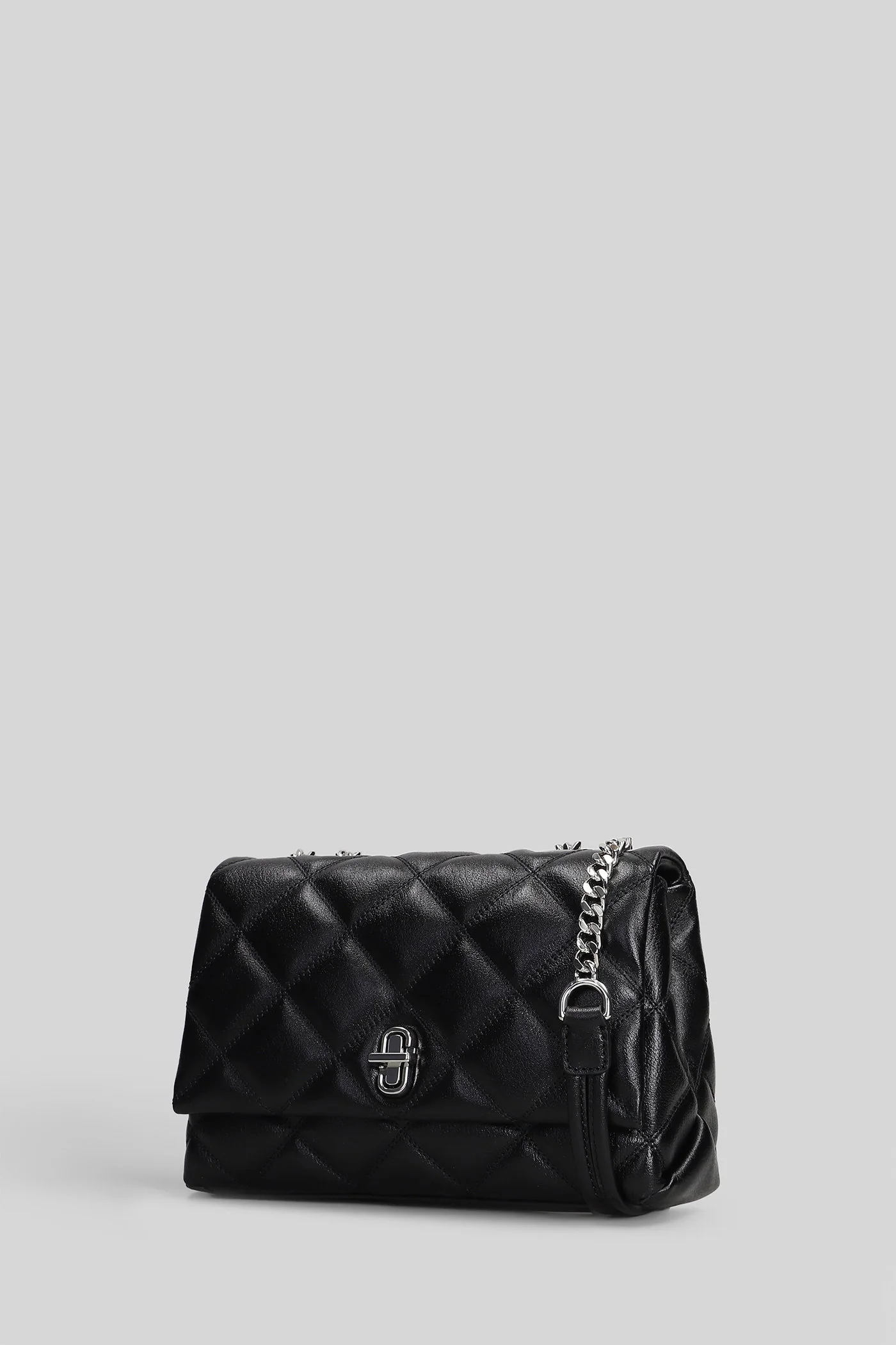 The slim dual chain Shoulder bag in black leather - Image 2