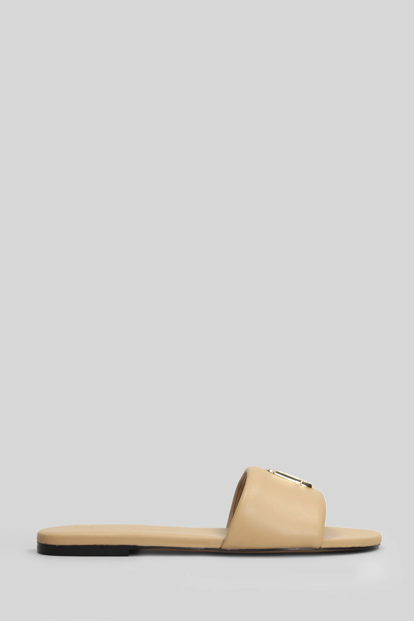 The snapshot slide Flat sandal-slipper in Camel leather