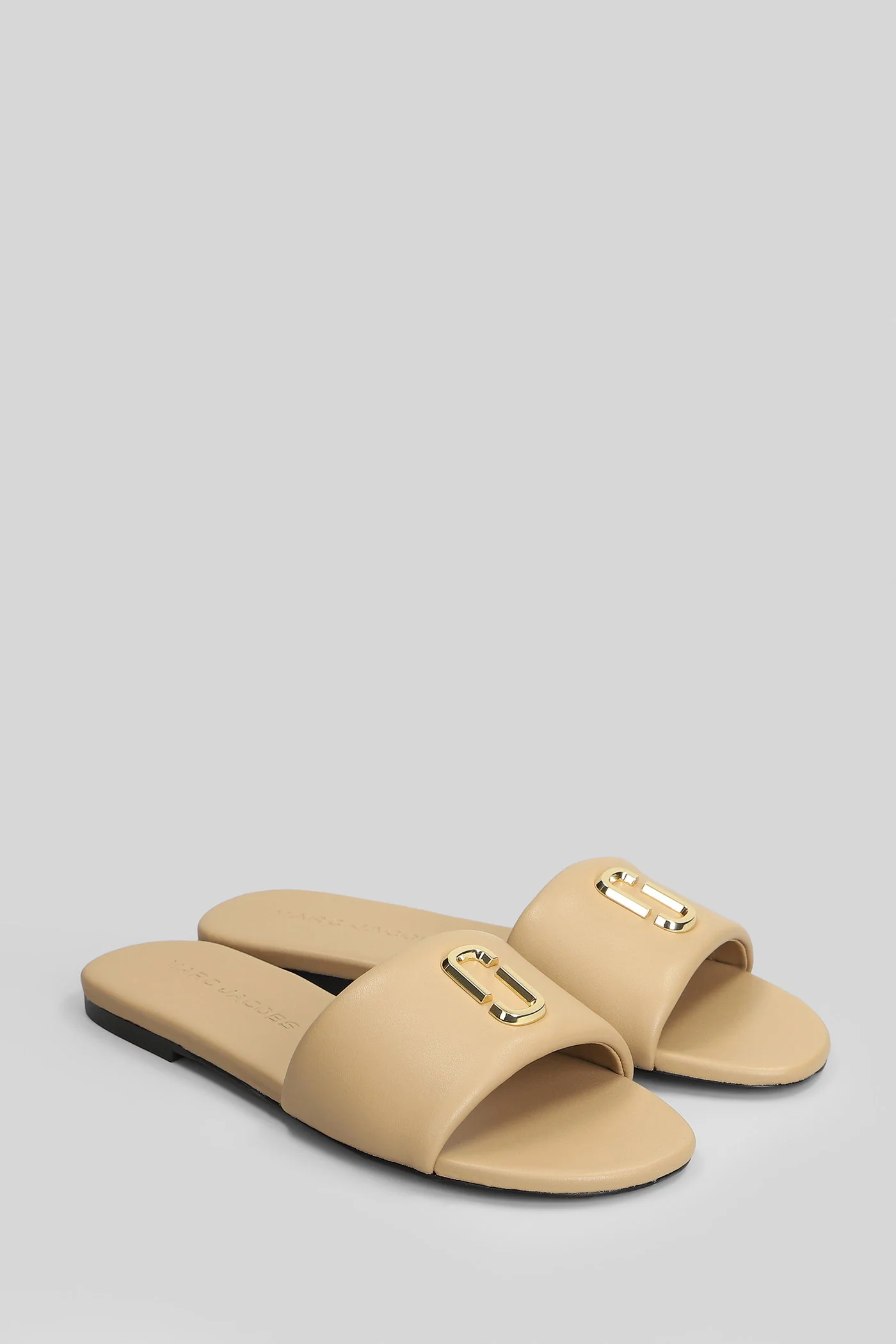 The snapshot slide Flat sandal-slipper in Camel leather - Image 2