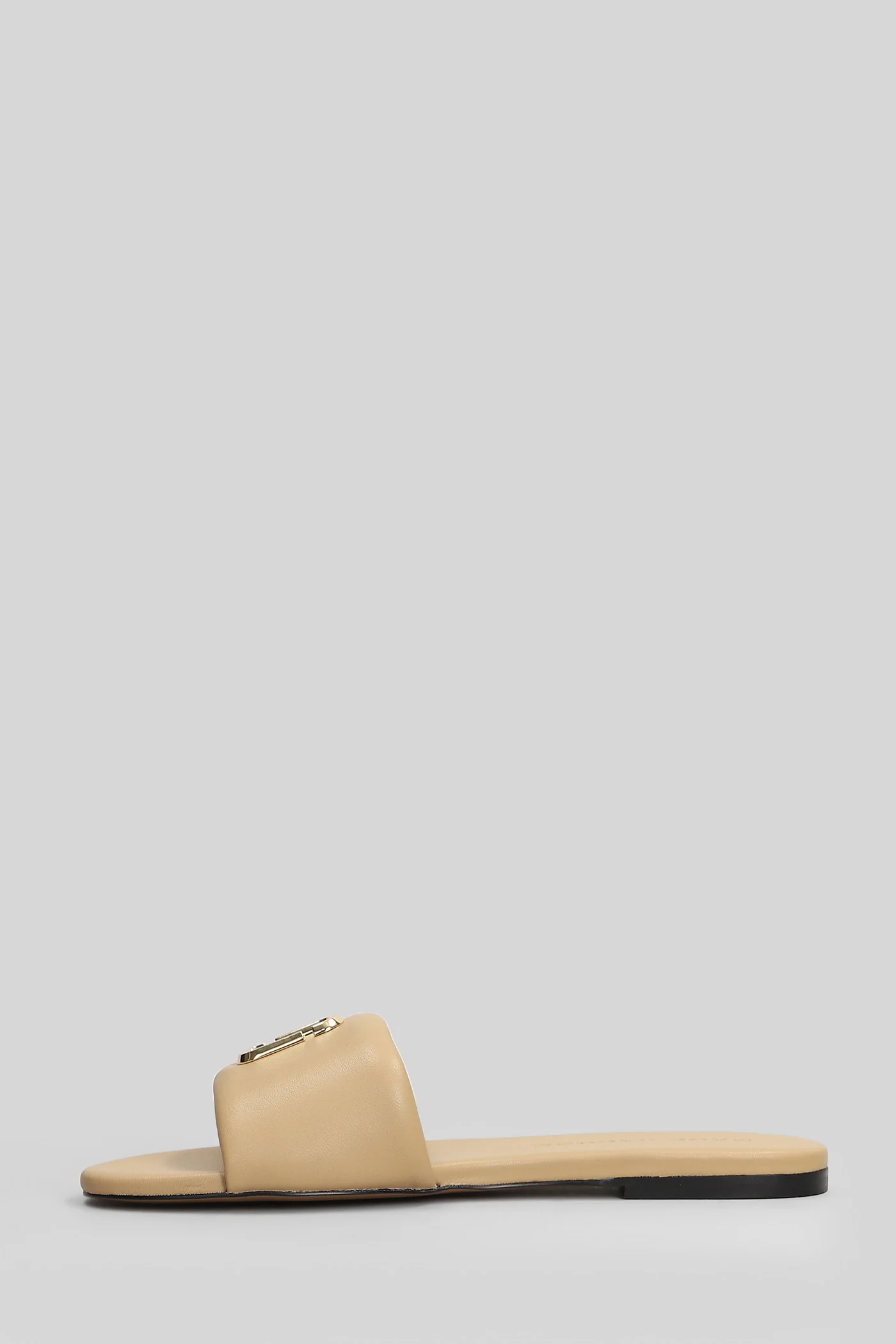 The snapshot slide Flat sandal-slipper in Camel leather - Image 3