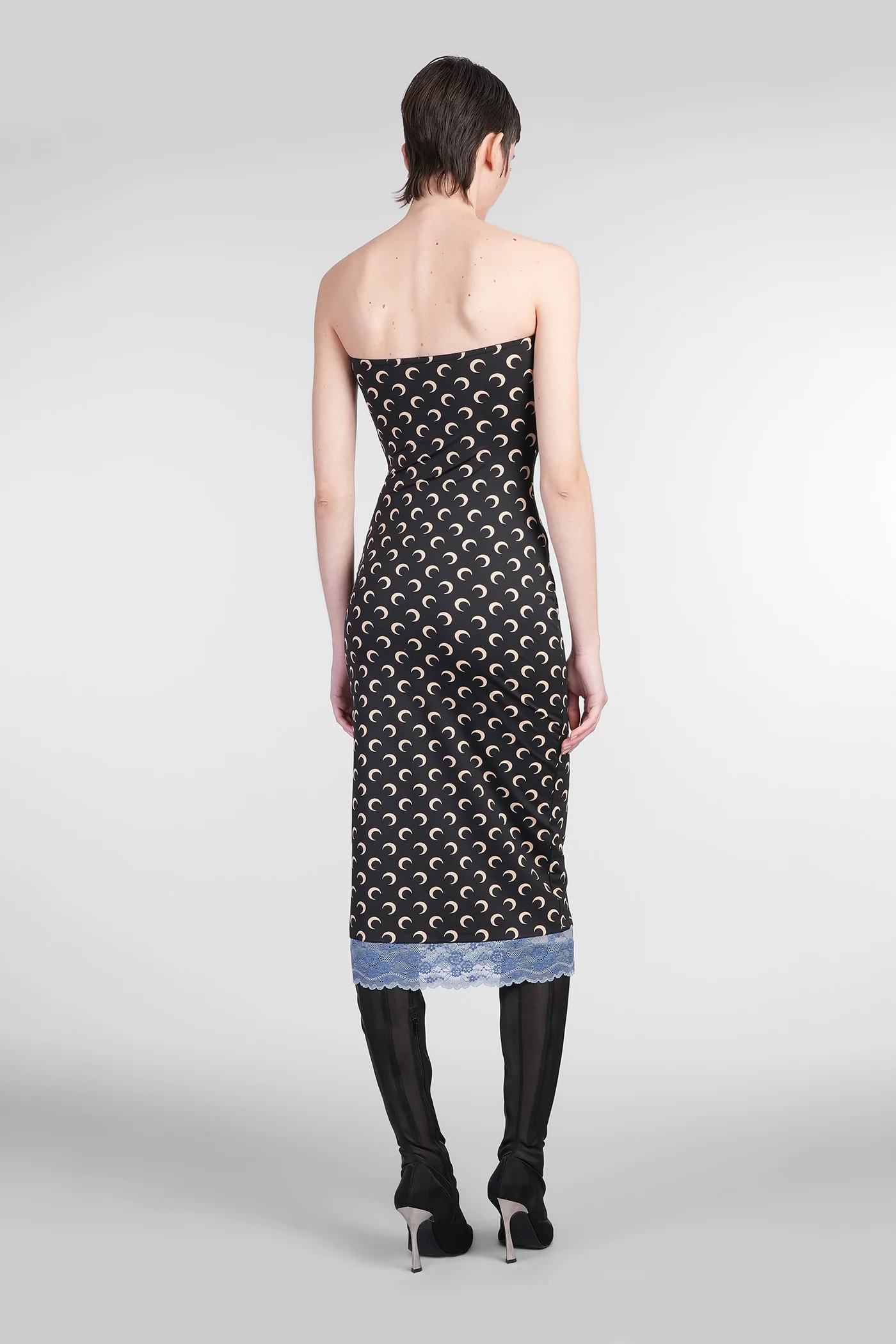 Dress woman  in black polyamide - Image 3