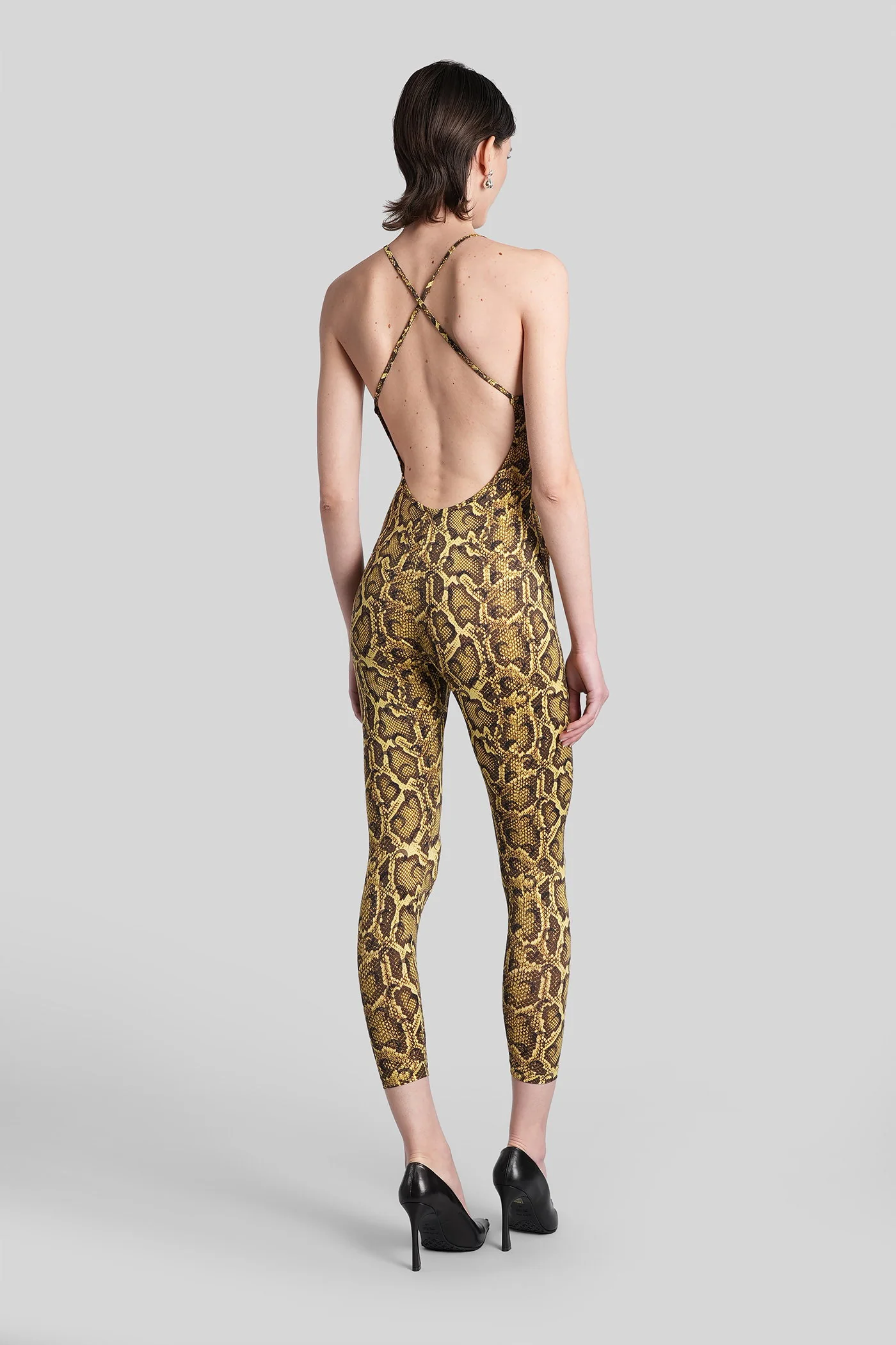 Jumpsuit in beige polyamide