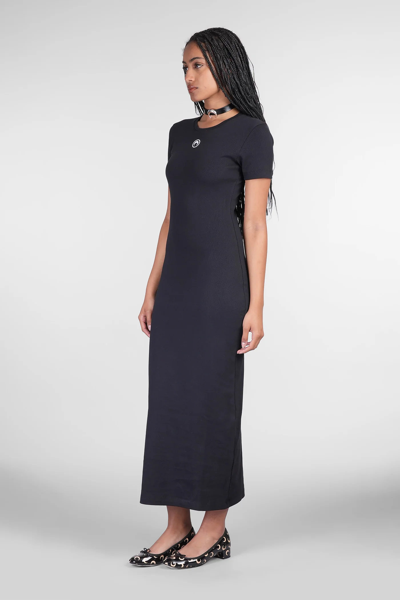 Long dress in black cotton - Image 4