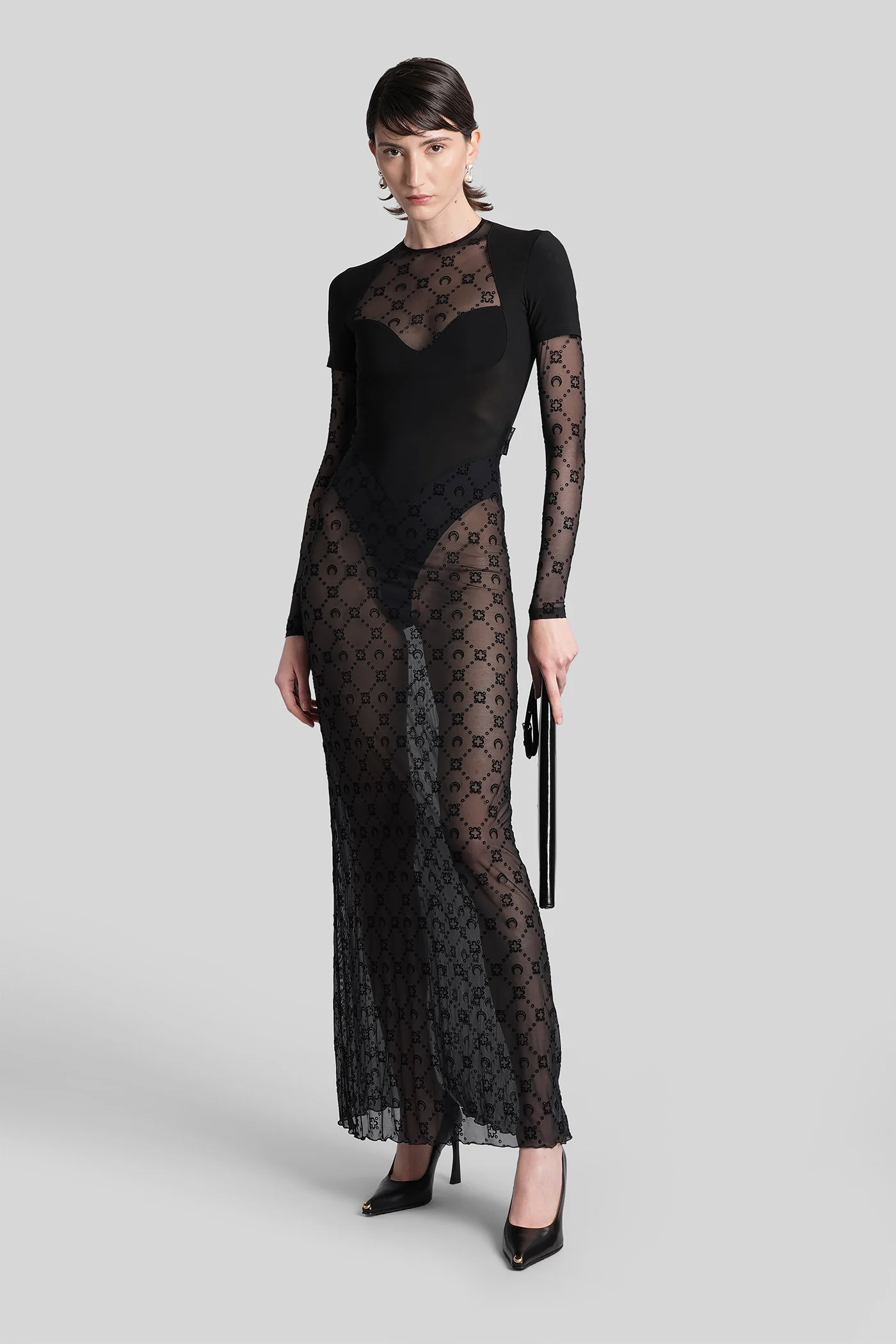Long dress in black polyamide - Image 2