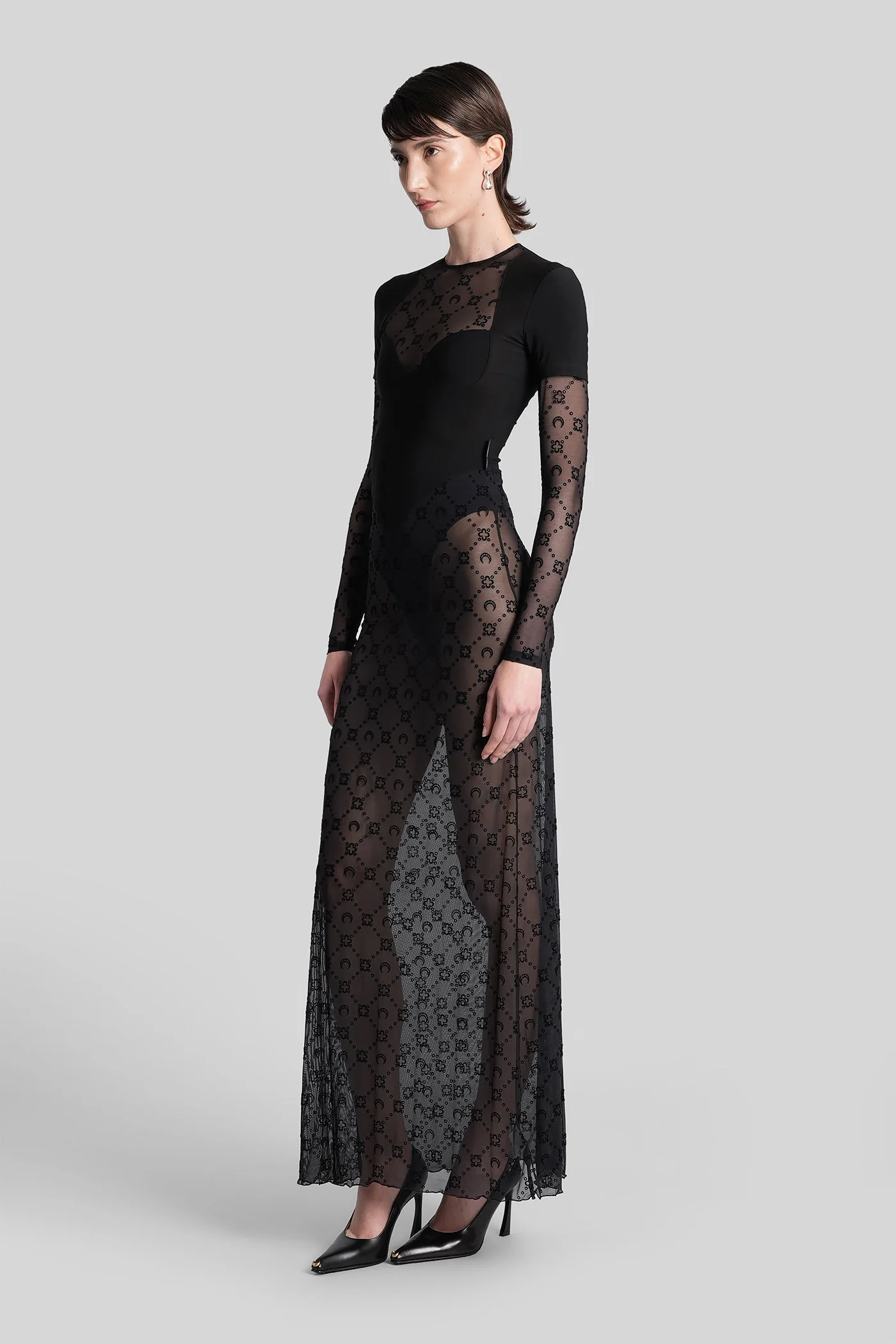 Long dress in black polyamide - Image 4