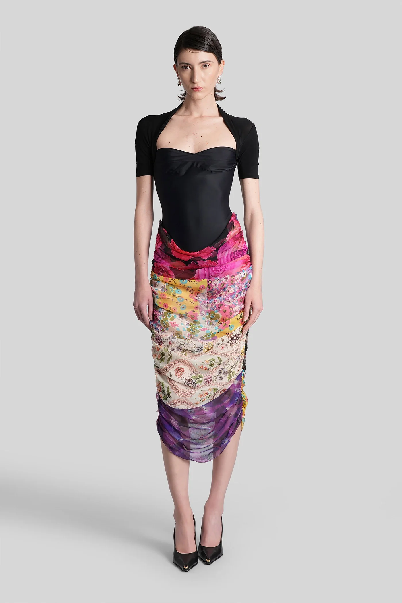 Long dress in black viscose