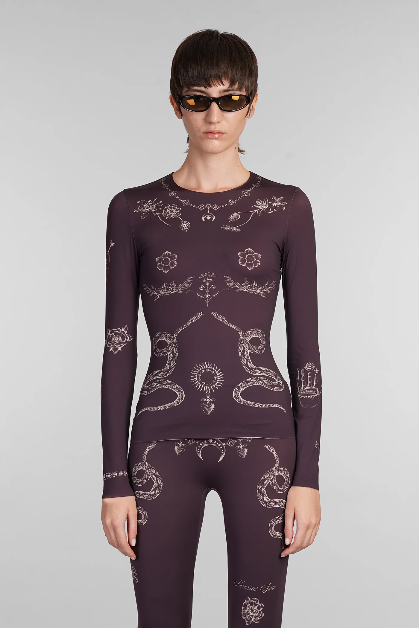 Topwear in brown polyester
