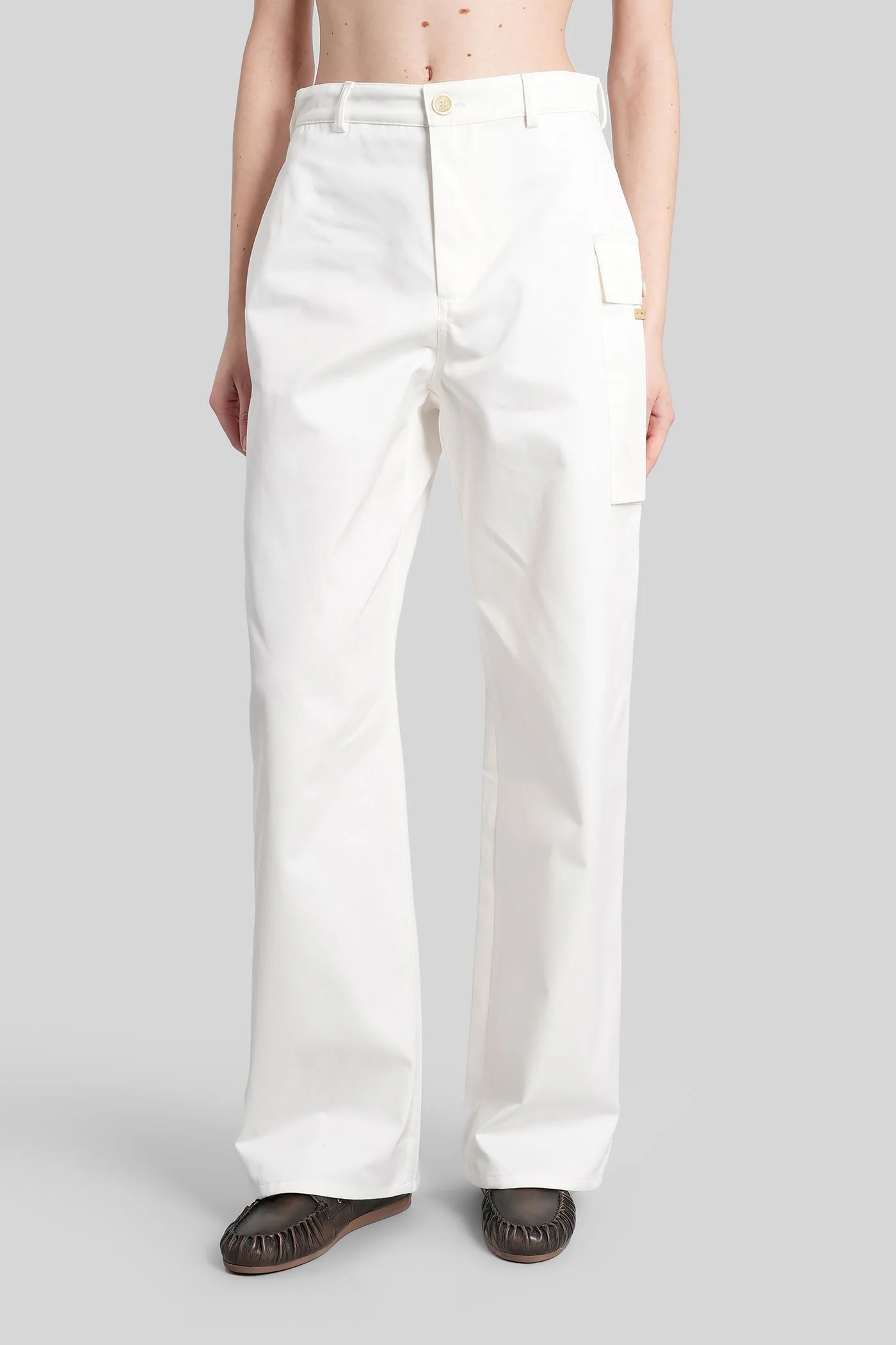 Pants in white cotton