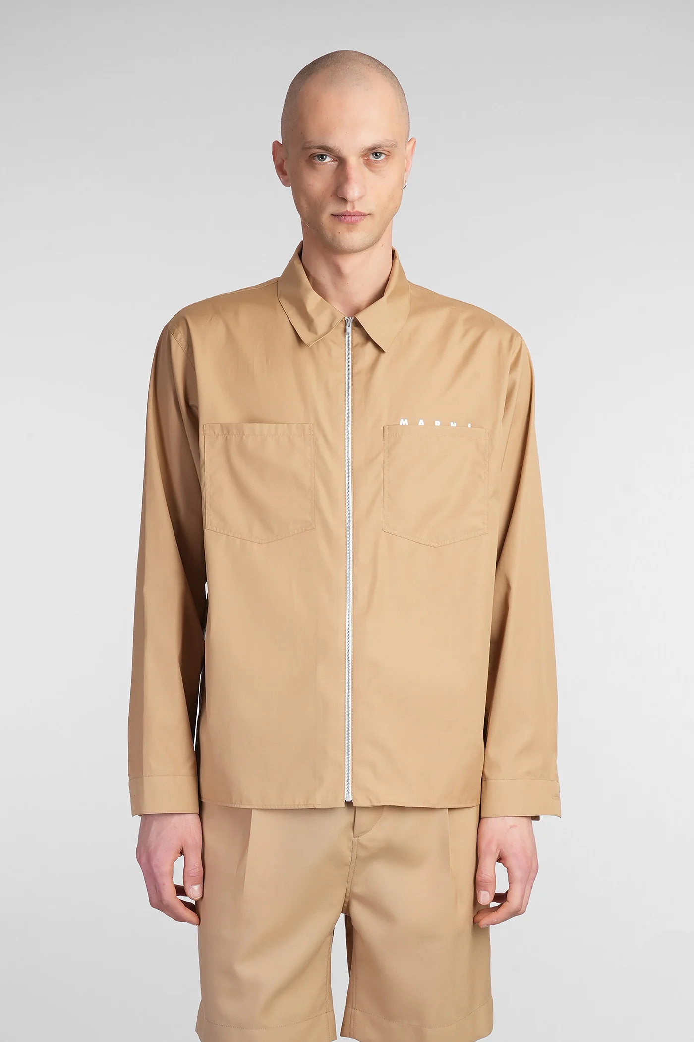 Shirt in beige cotton