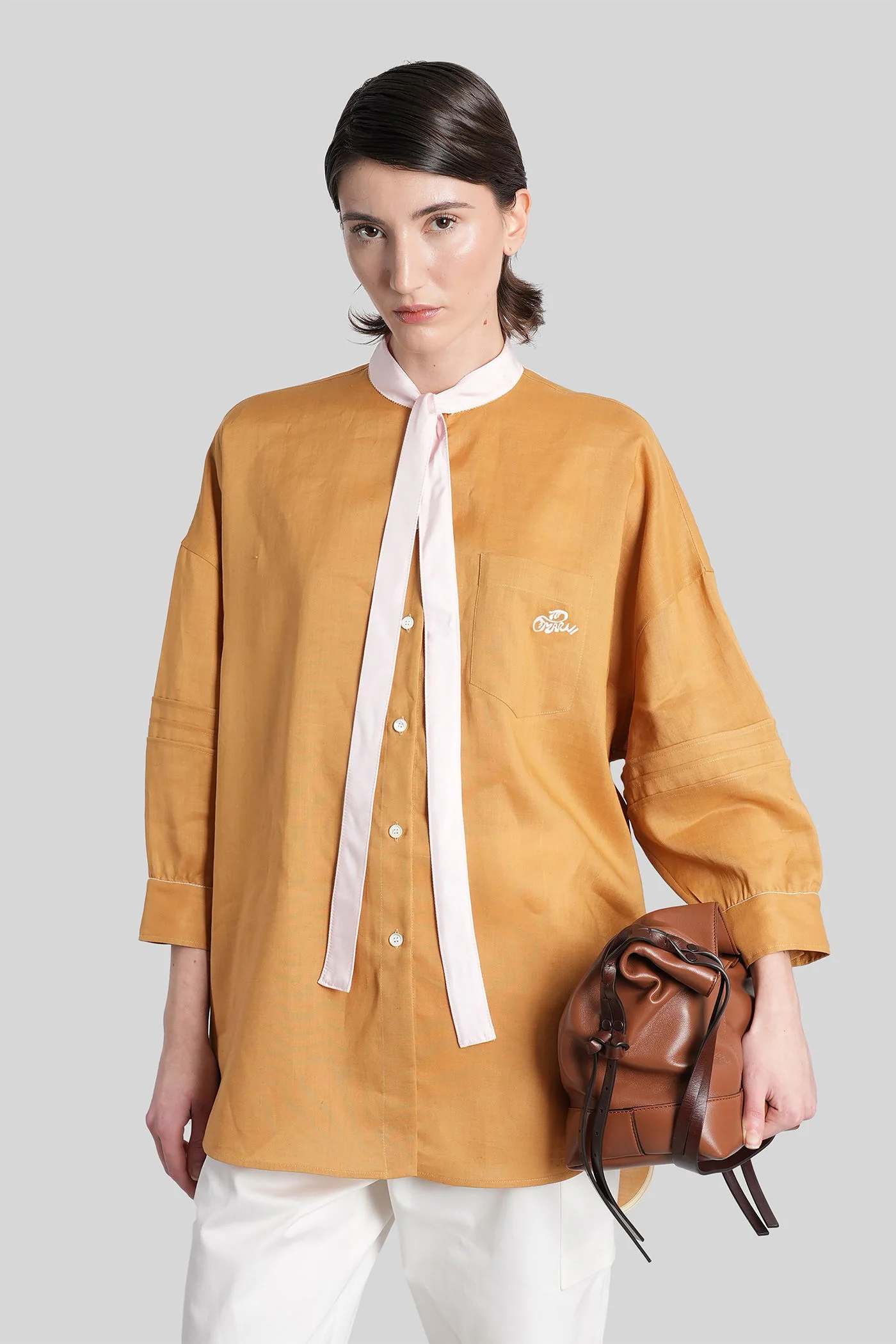 Shirt in Camel ramie