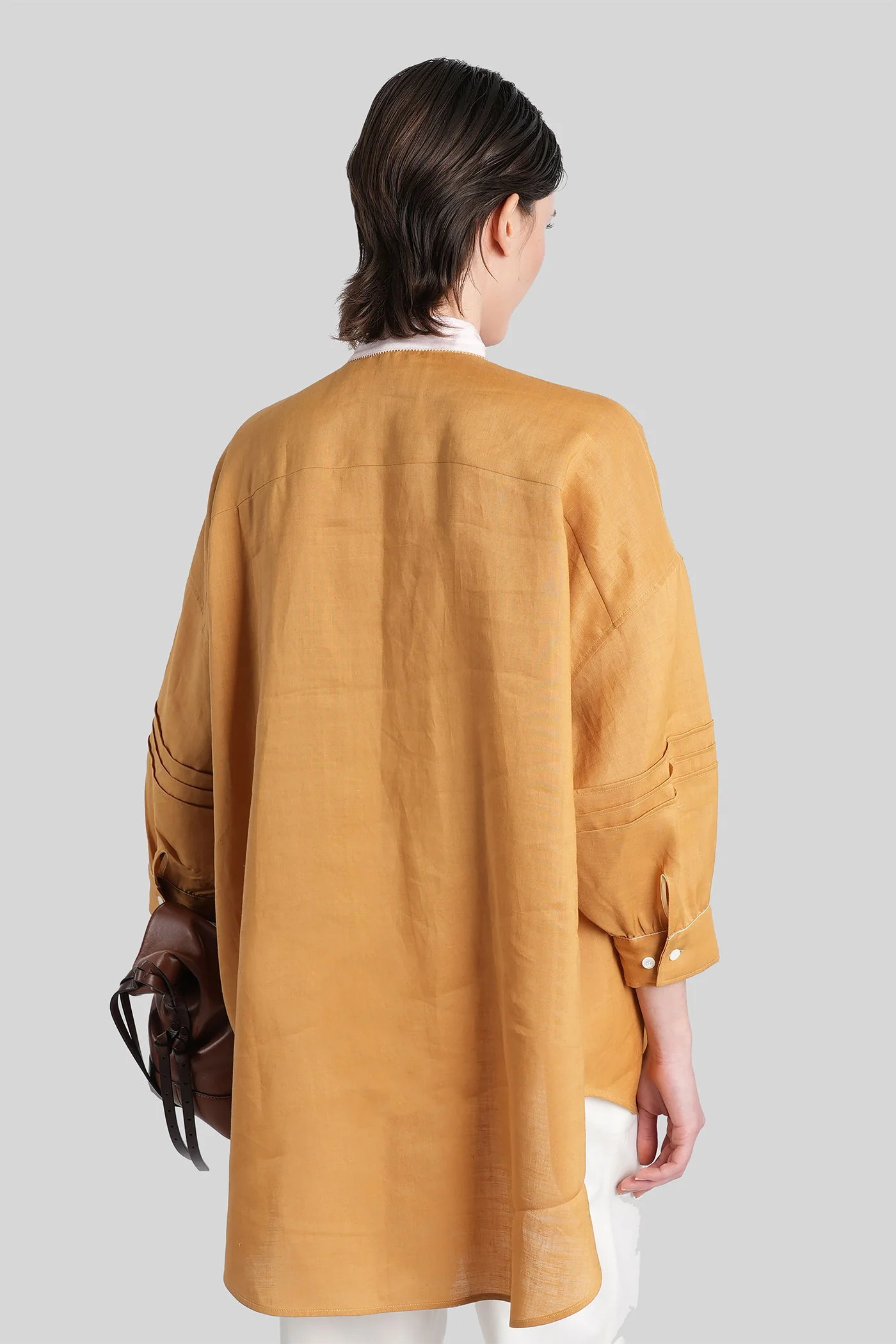 Shirt in Camel ramie - Image 3