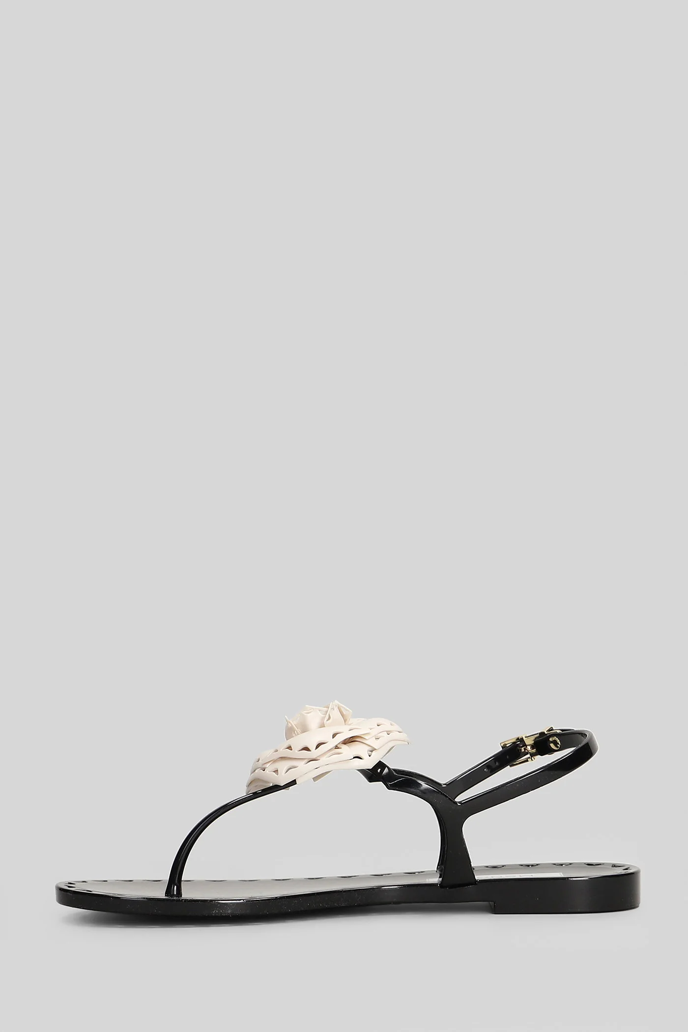 Afrodite Flat sandal-slipper in black rubber/plasic - Image 3