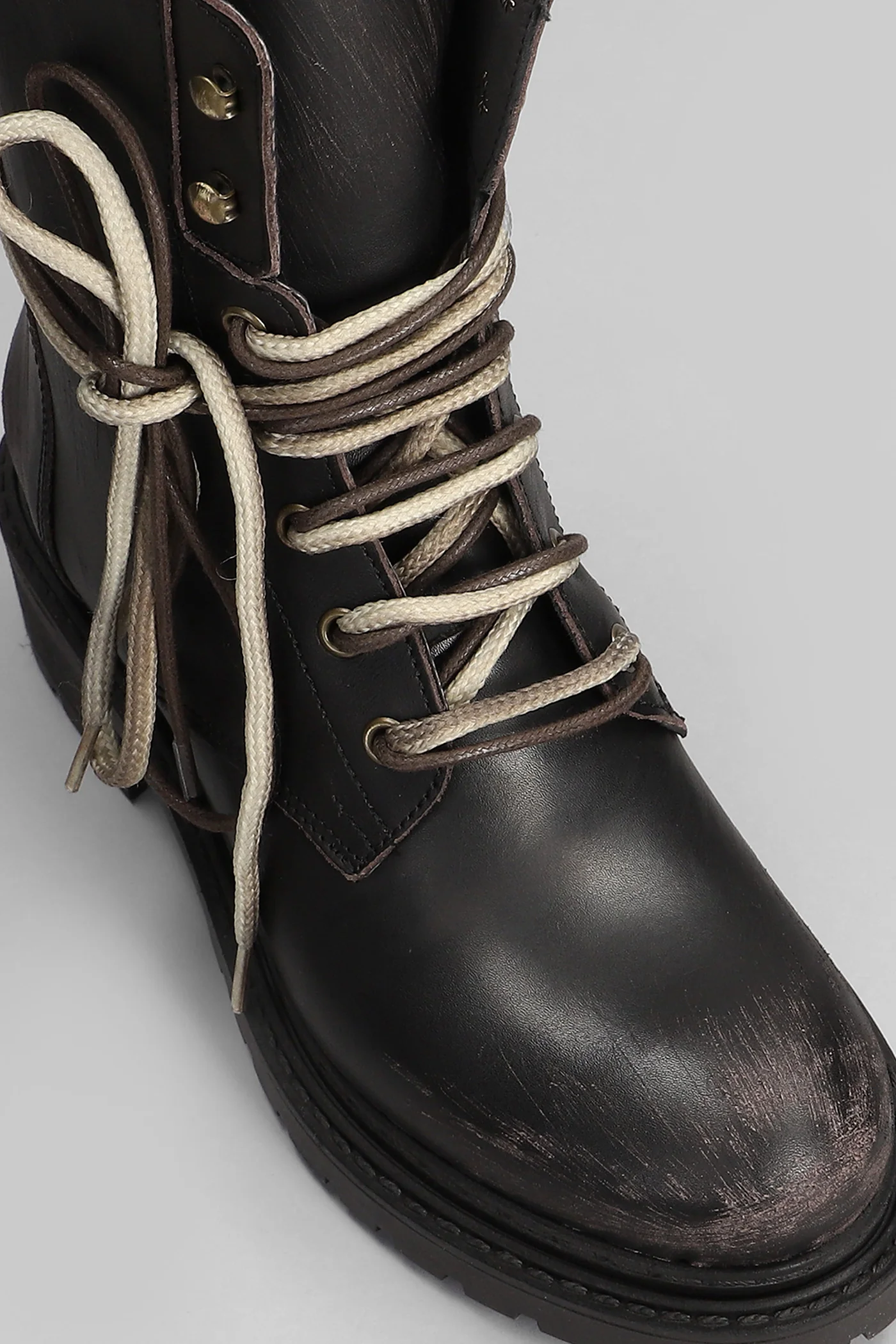 Combat boots in dark brown leather - Image 5