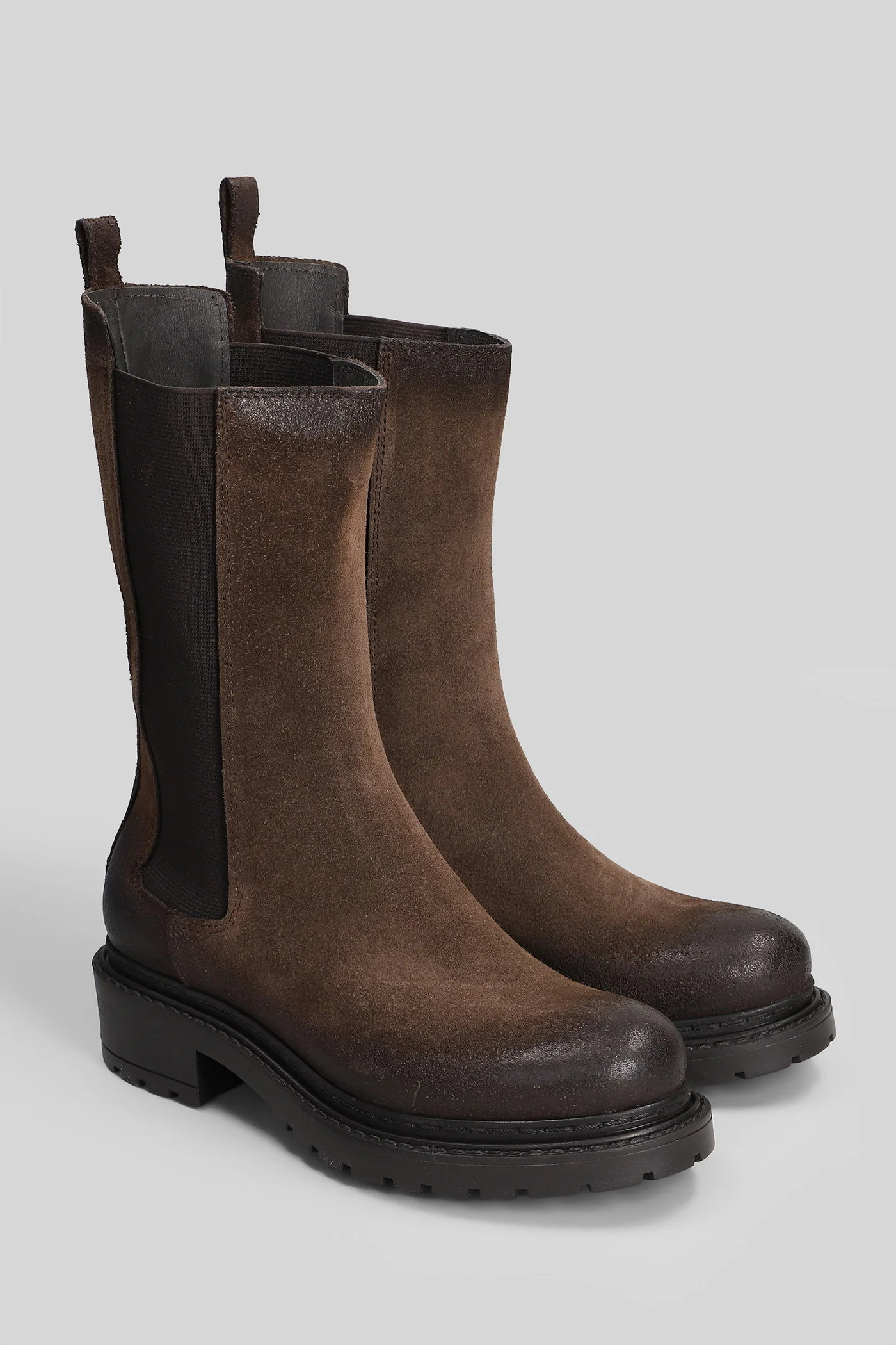 Combat boots in dark brown suede - Image 2