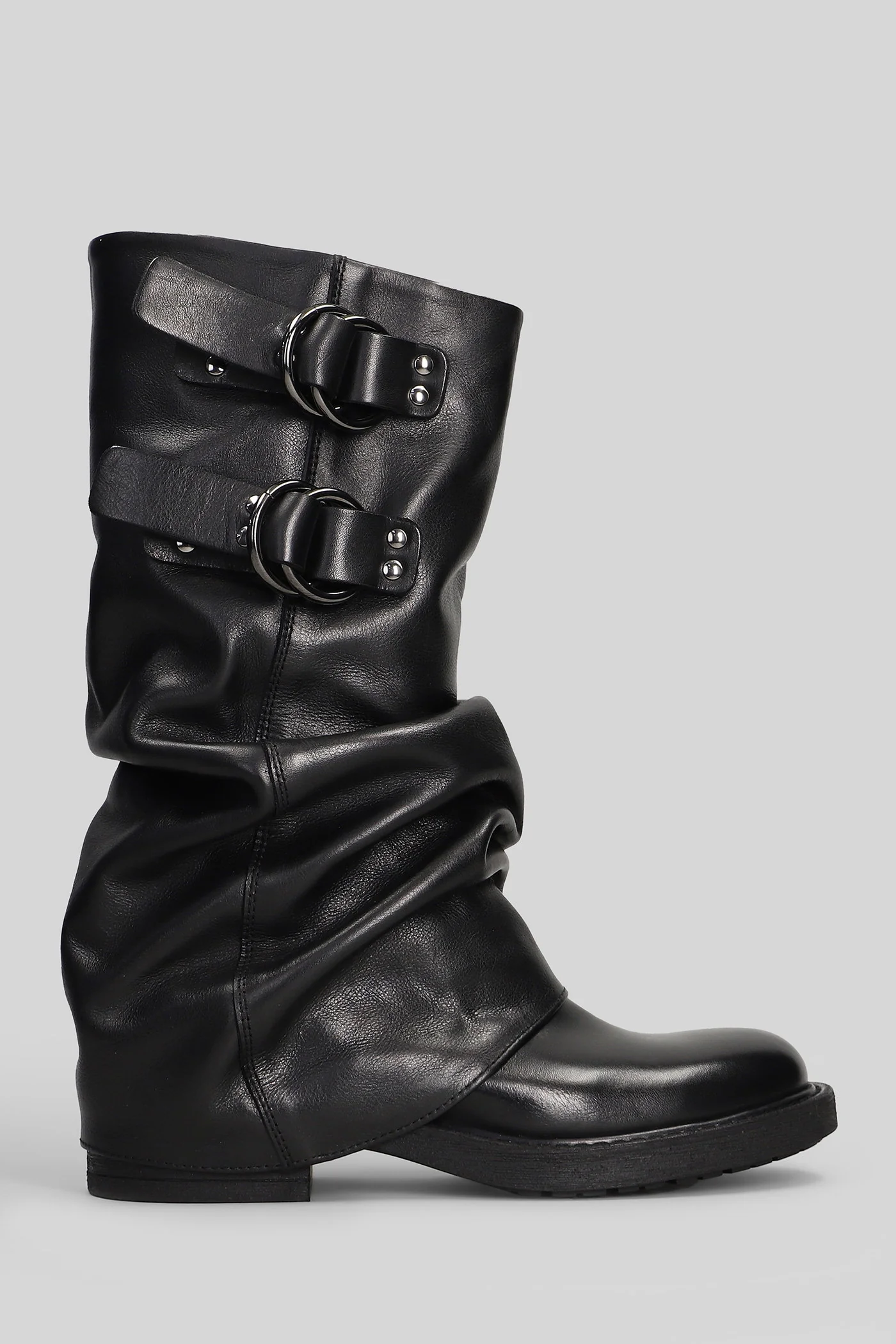 low heels Ankle boots in black leather