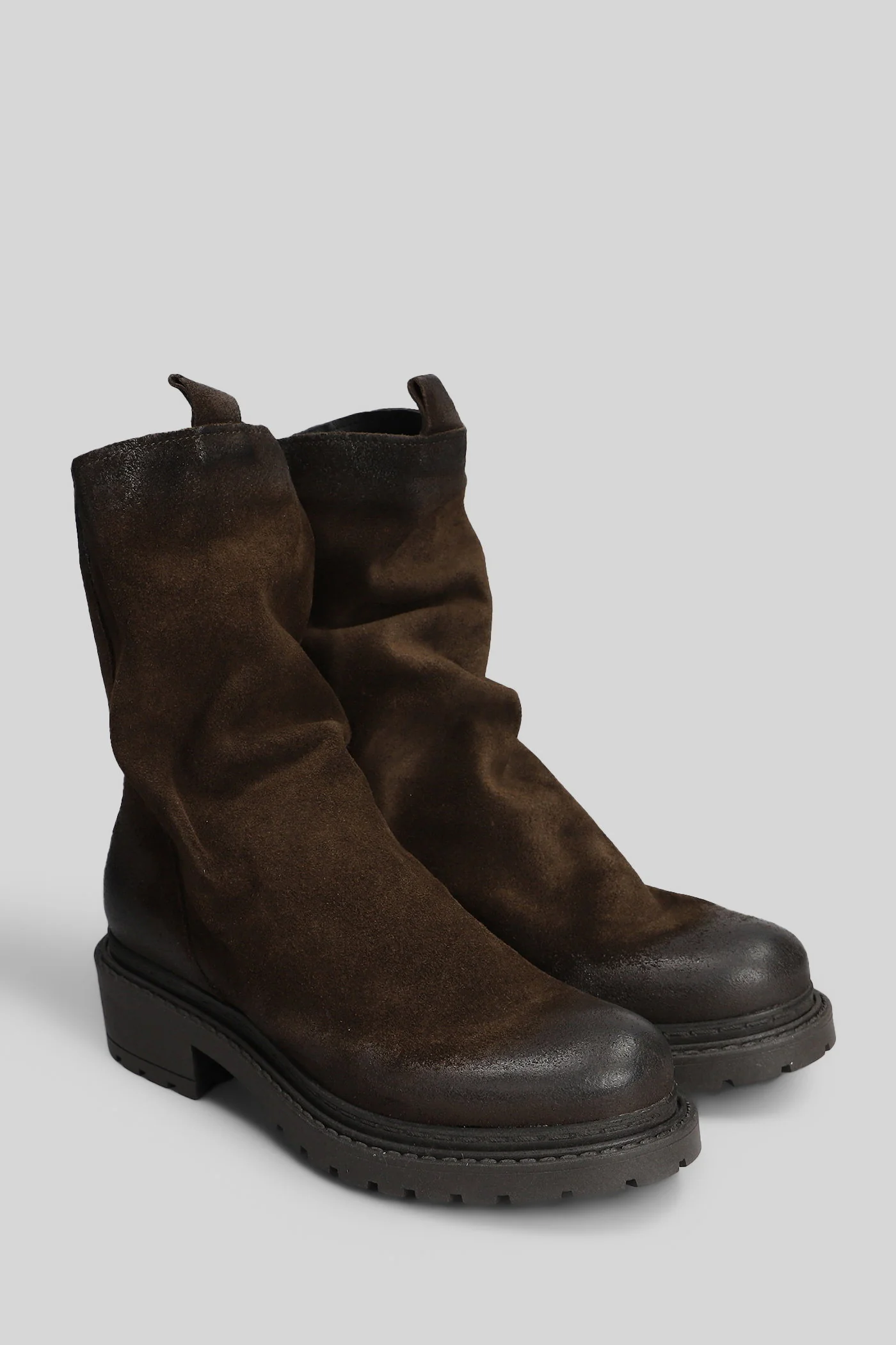 low heels Ankle boots in dark brown suede - Image 2