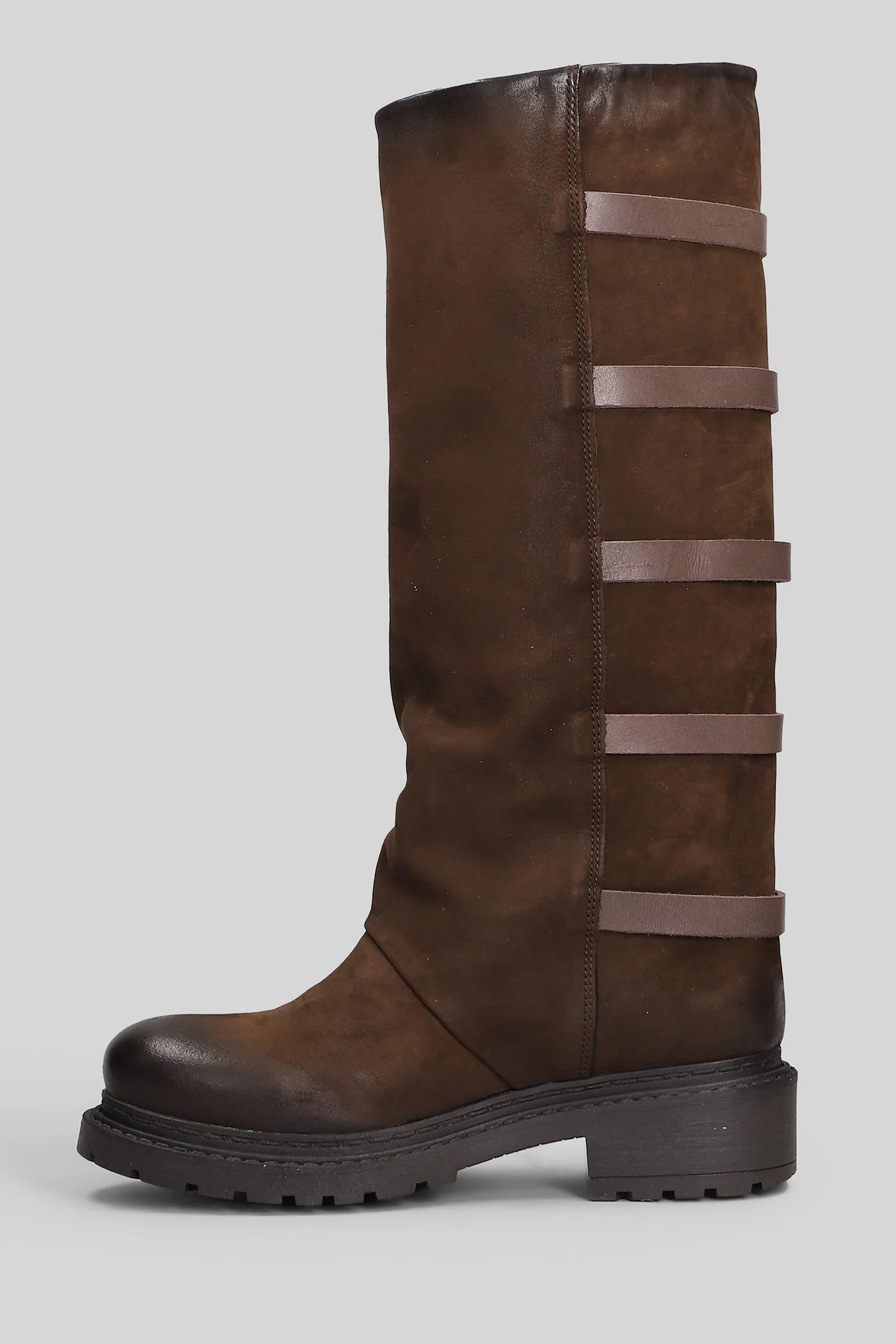 low heels boots in dark brown nubuck - Image 3