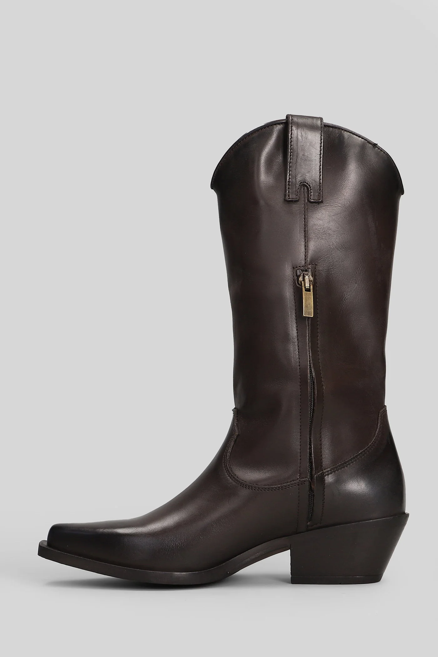 texan boots in dark brown leather - Image 3