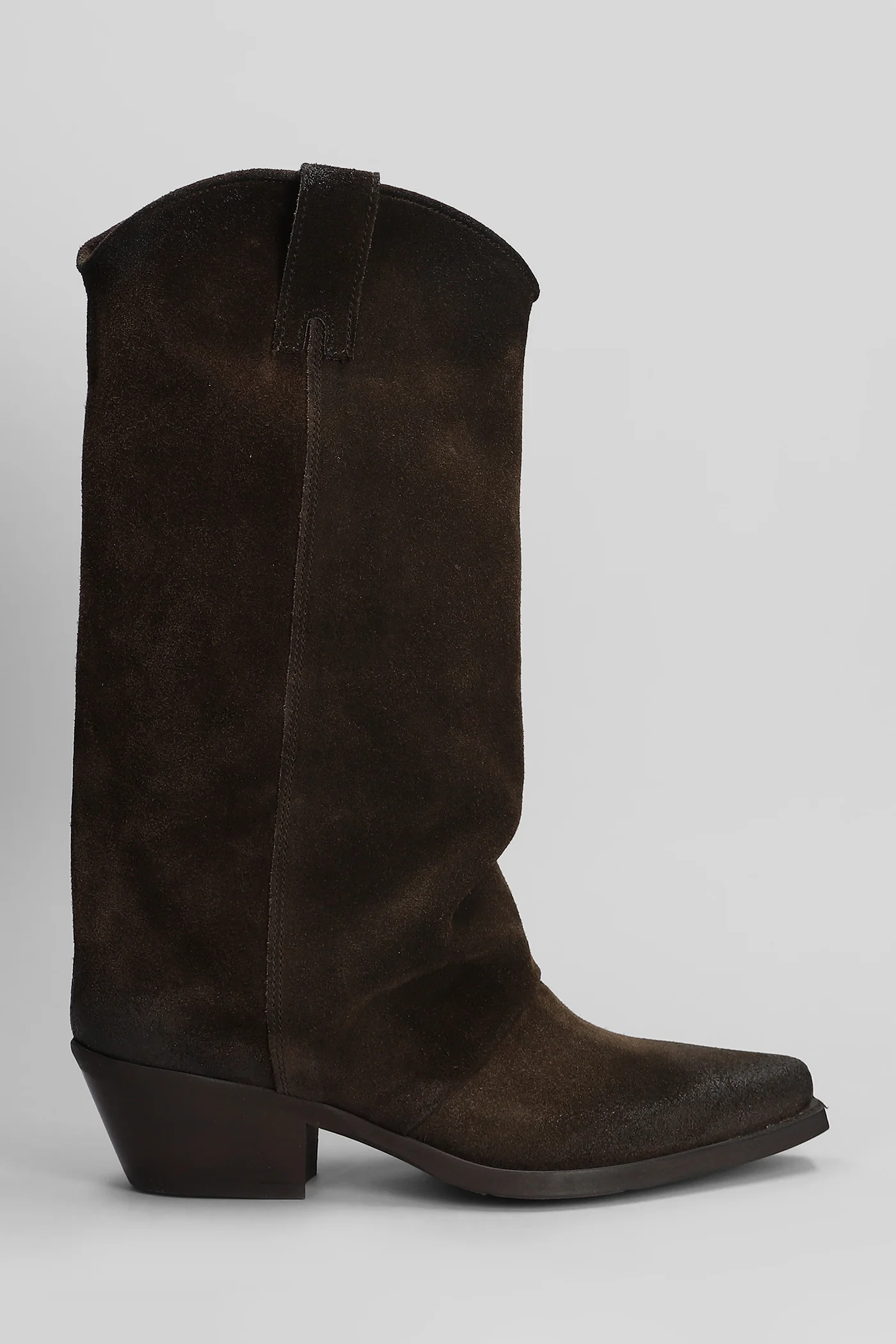 texan boots in dark brown suede